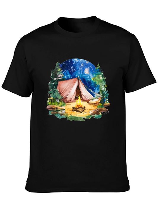 Camping Tent Bonfire Graphic Tee