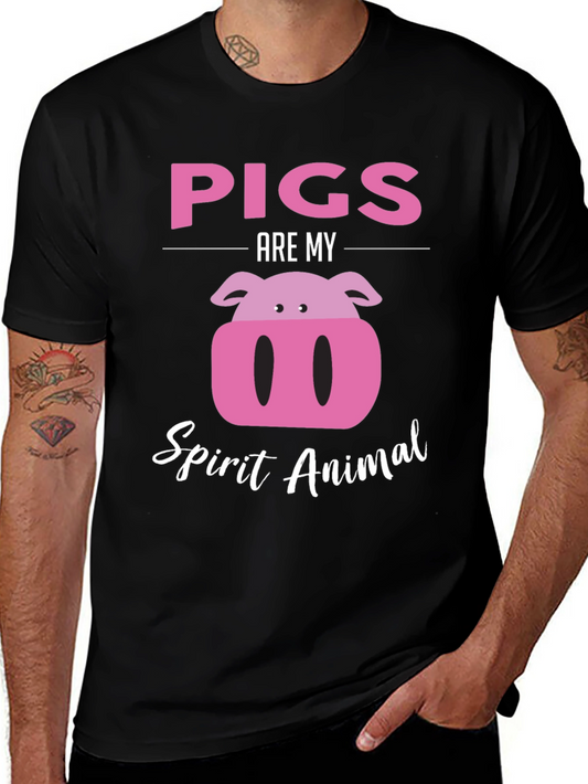 Pigs Are My Spirit Animal Black Graphic Tee