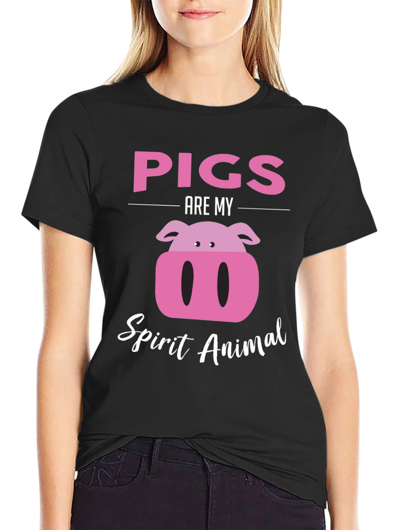 Pigs Are My Spirit Animal Black Graphic Tee
