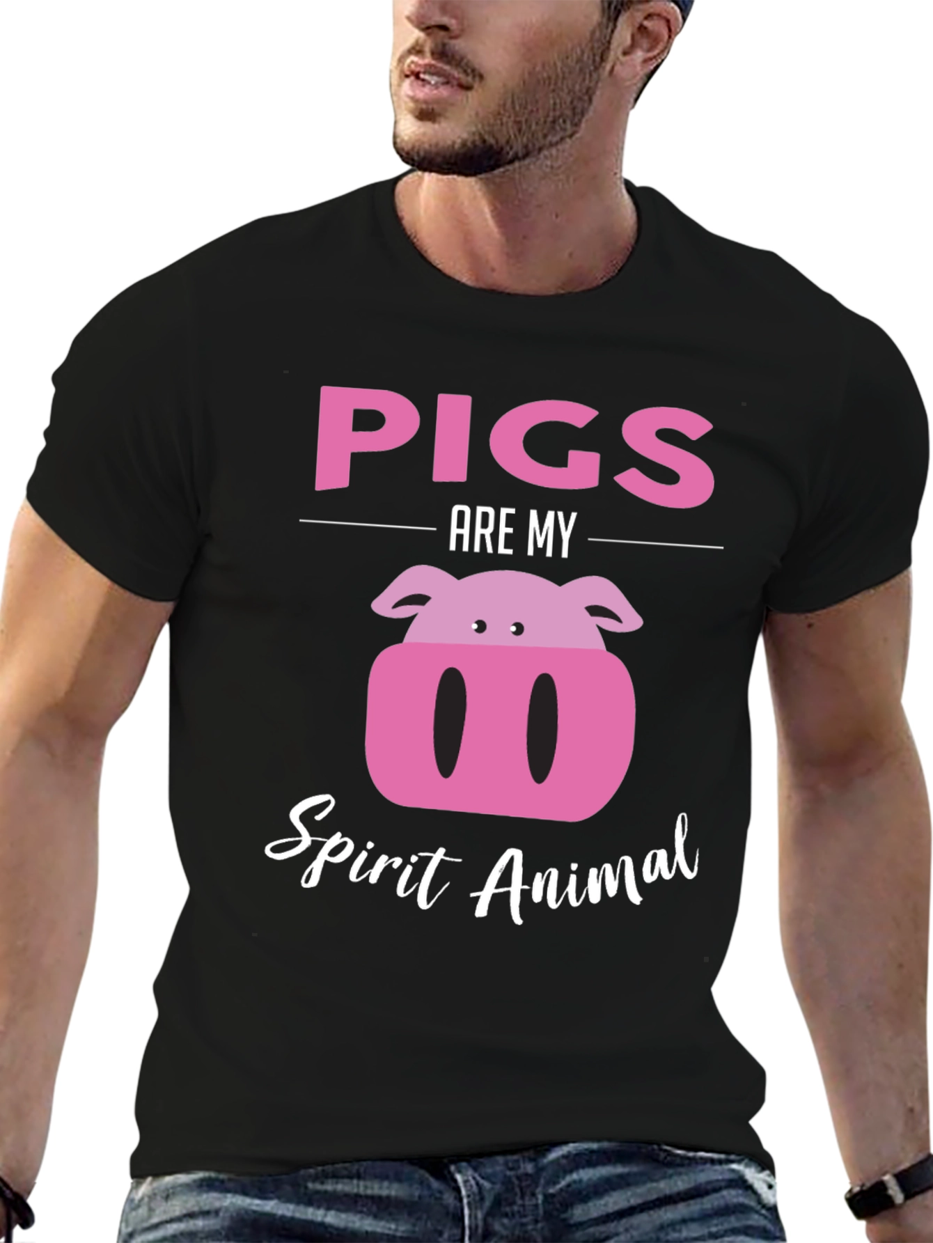 Pigs Are My Spirit Animal Black Graphic Tee