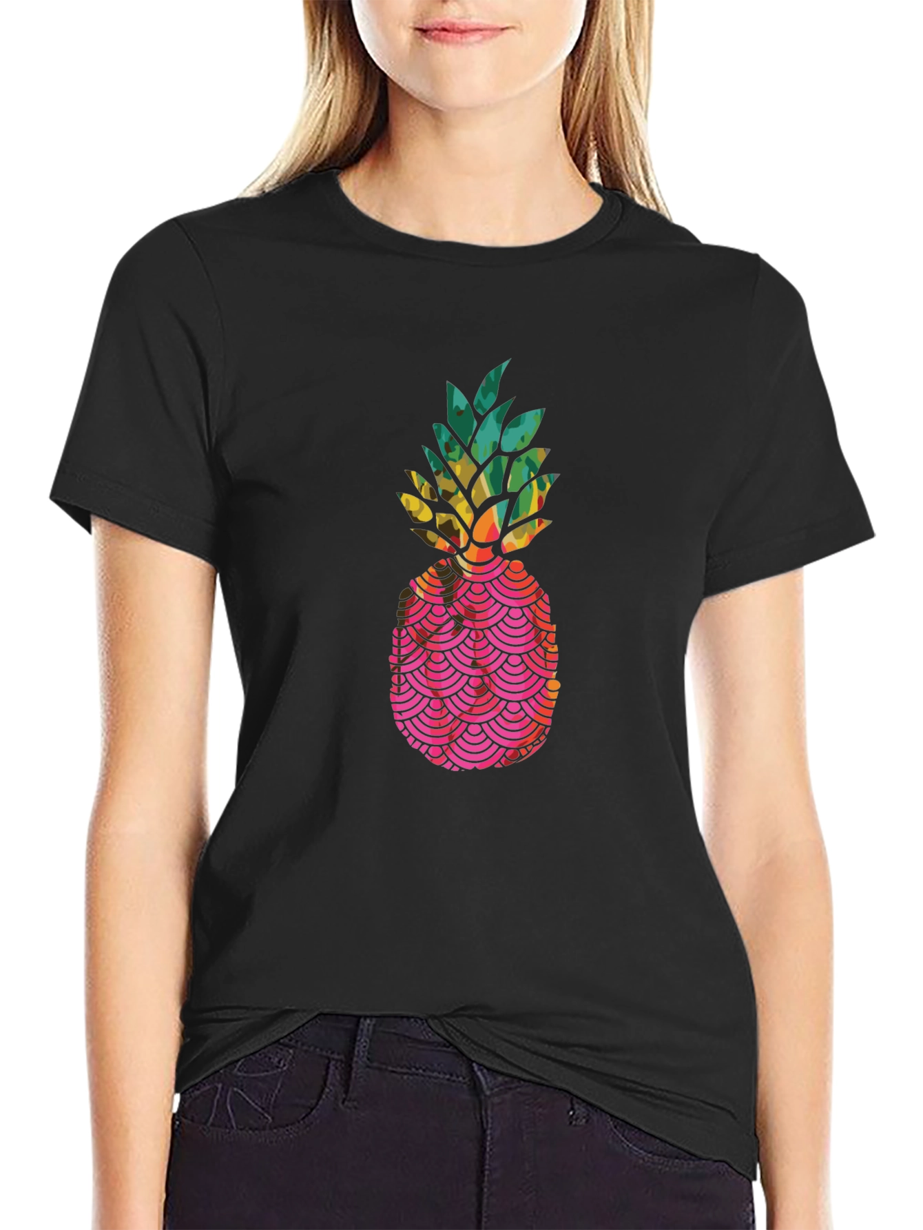 Tropical Pineapple Graphic Tee - Black Unisex T-Shirt