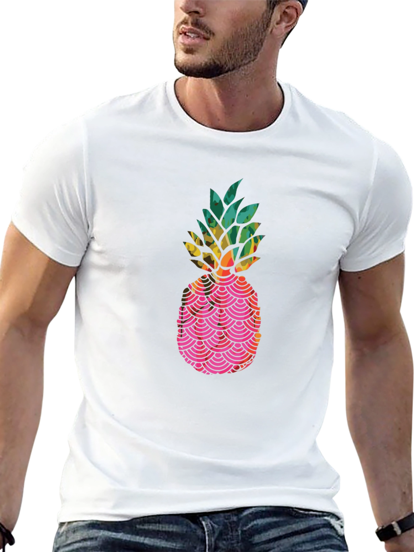 Tropical Pineapple Graphic Tee - Black Unisex T-Shirt