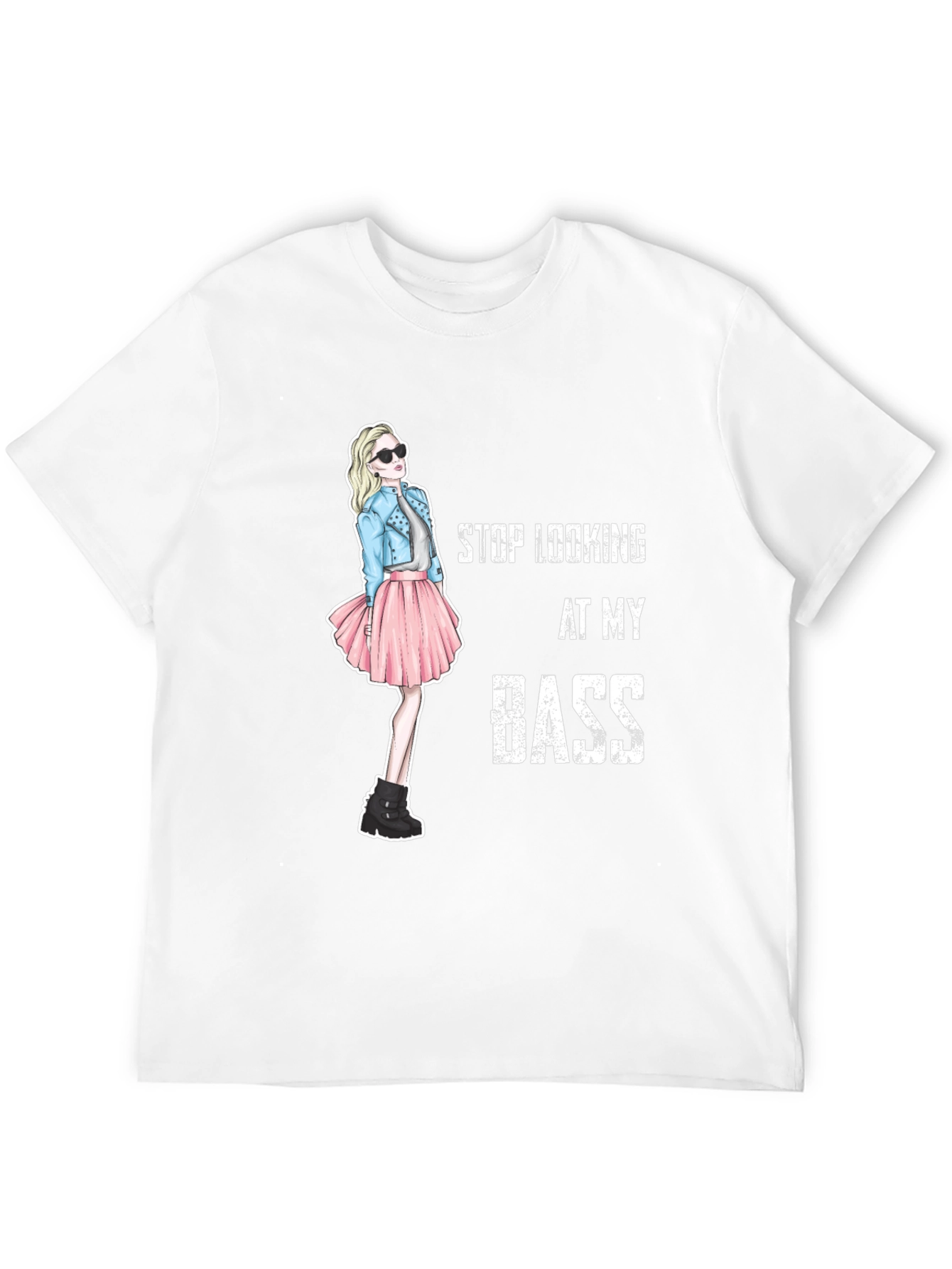 Stop Looking At My Bass Funny Graphic T-Shirt