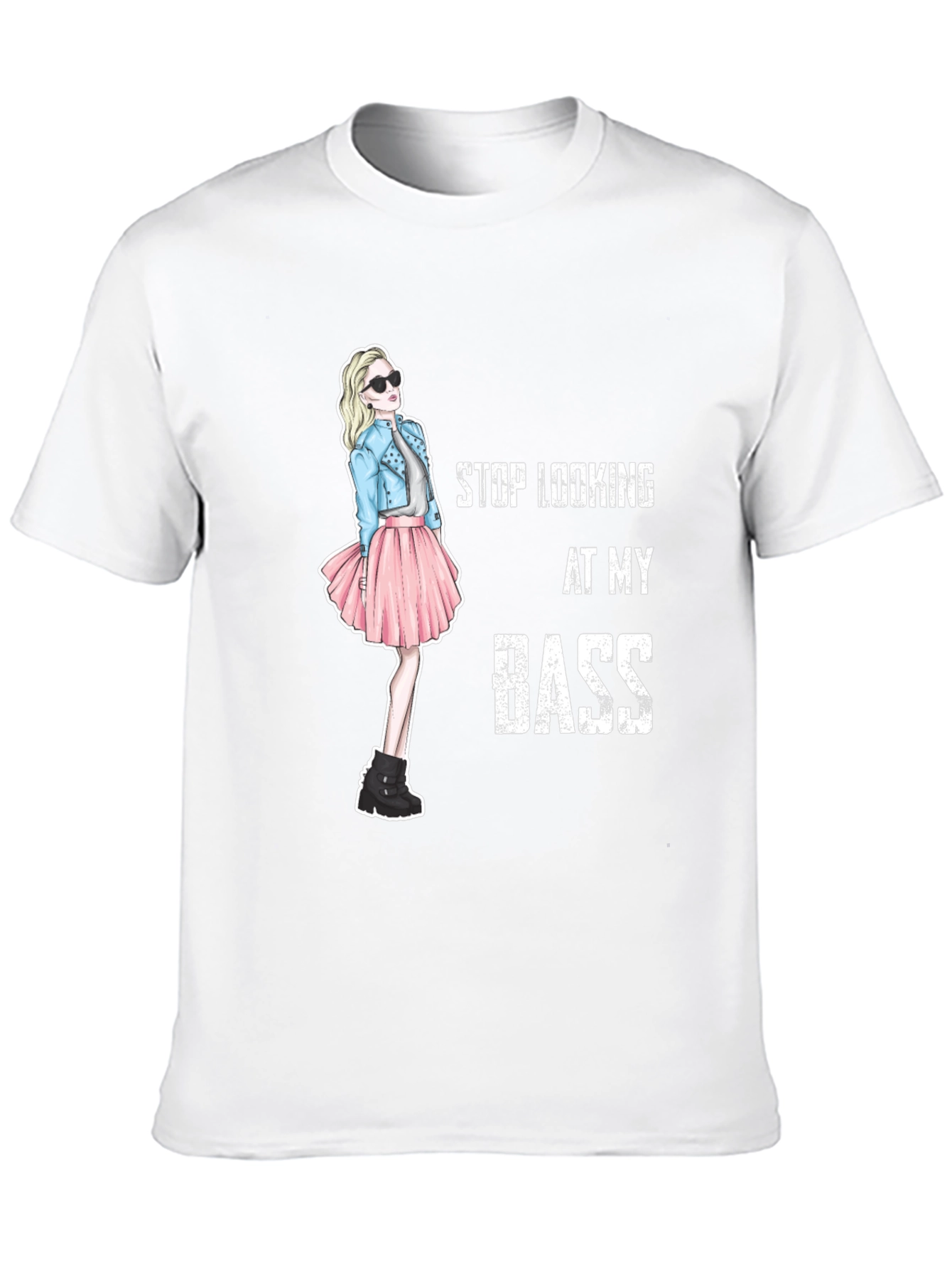 Stop Looking At My Bass Funny Graphic T-Shirt