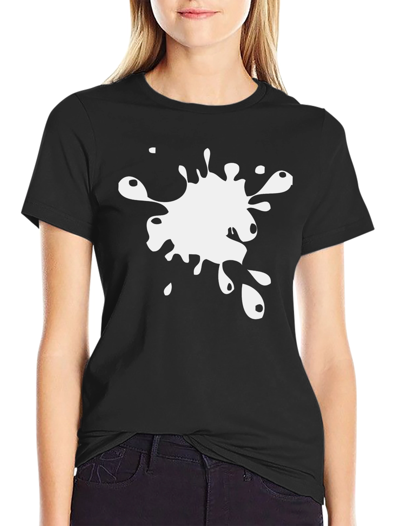 Black T-Shirt with White Splatter Design