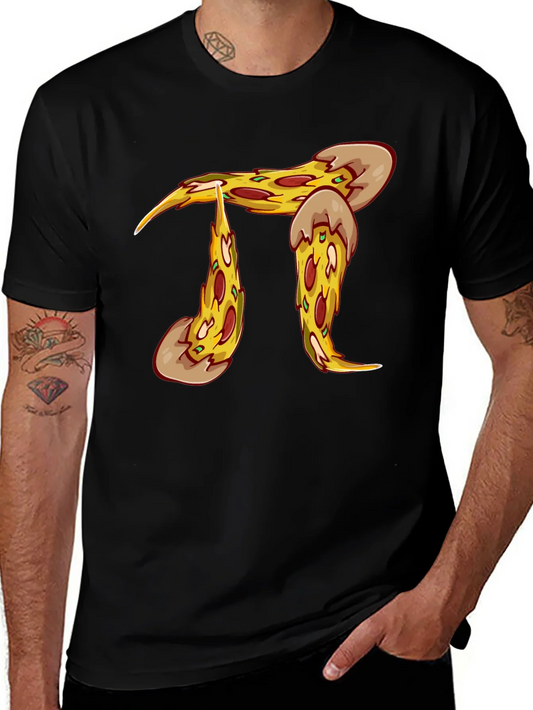 Pizza Pi Graphic T-Shirt - Black Cotton Blend