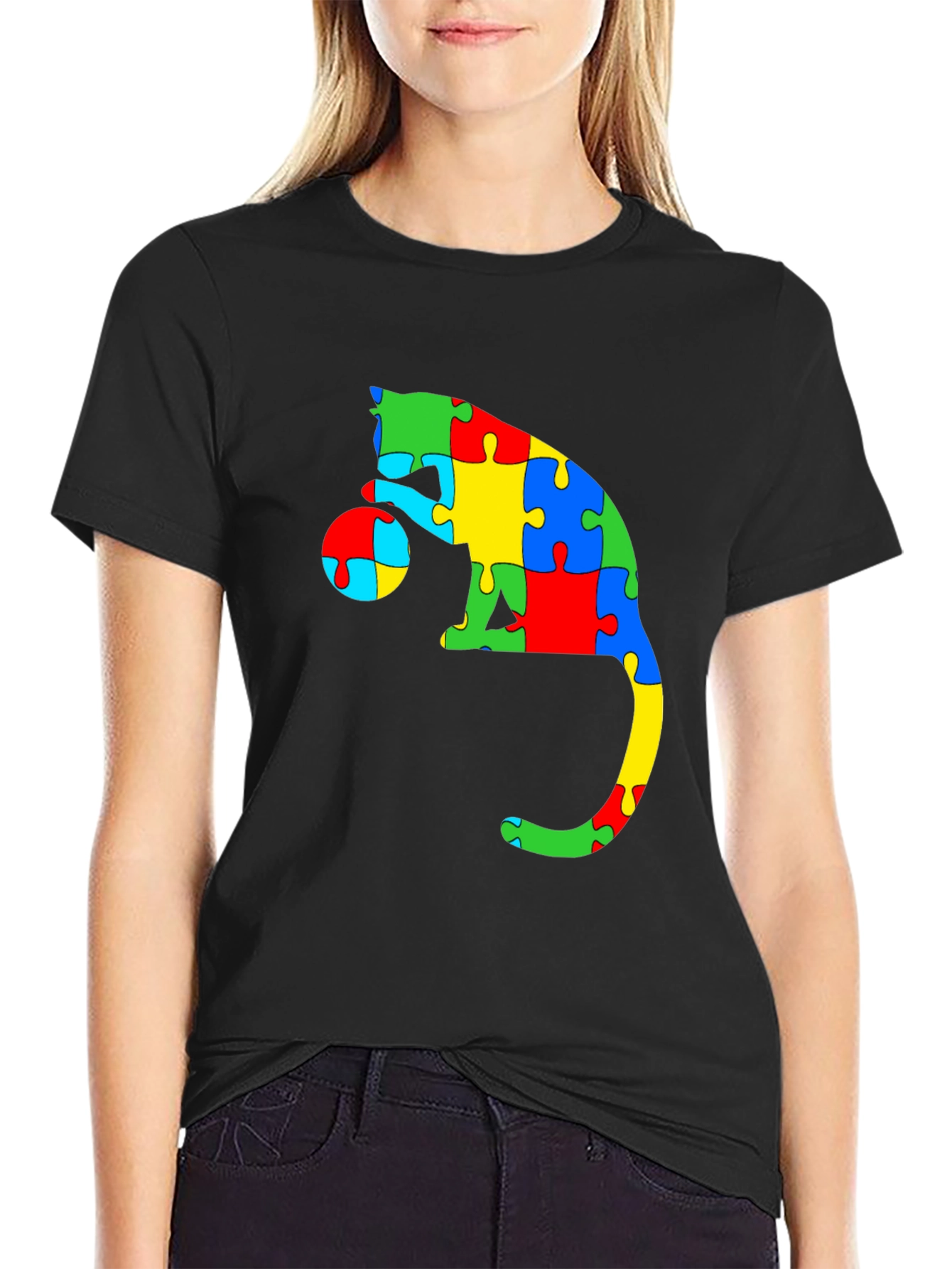 Autism Awareness Puzzle Cat T-Shirt