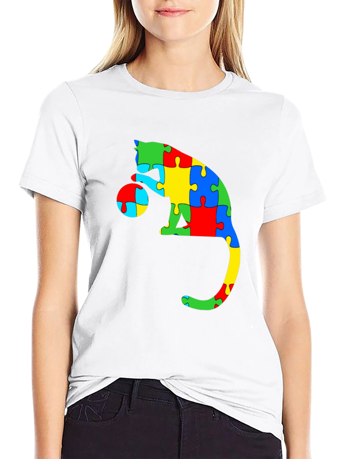Autism Awareness Puzzle Cat T-Shirt