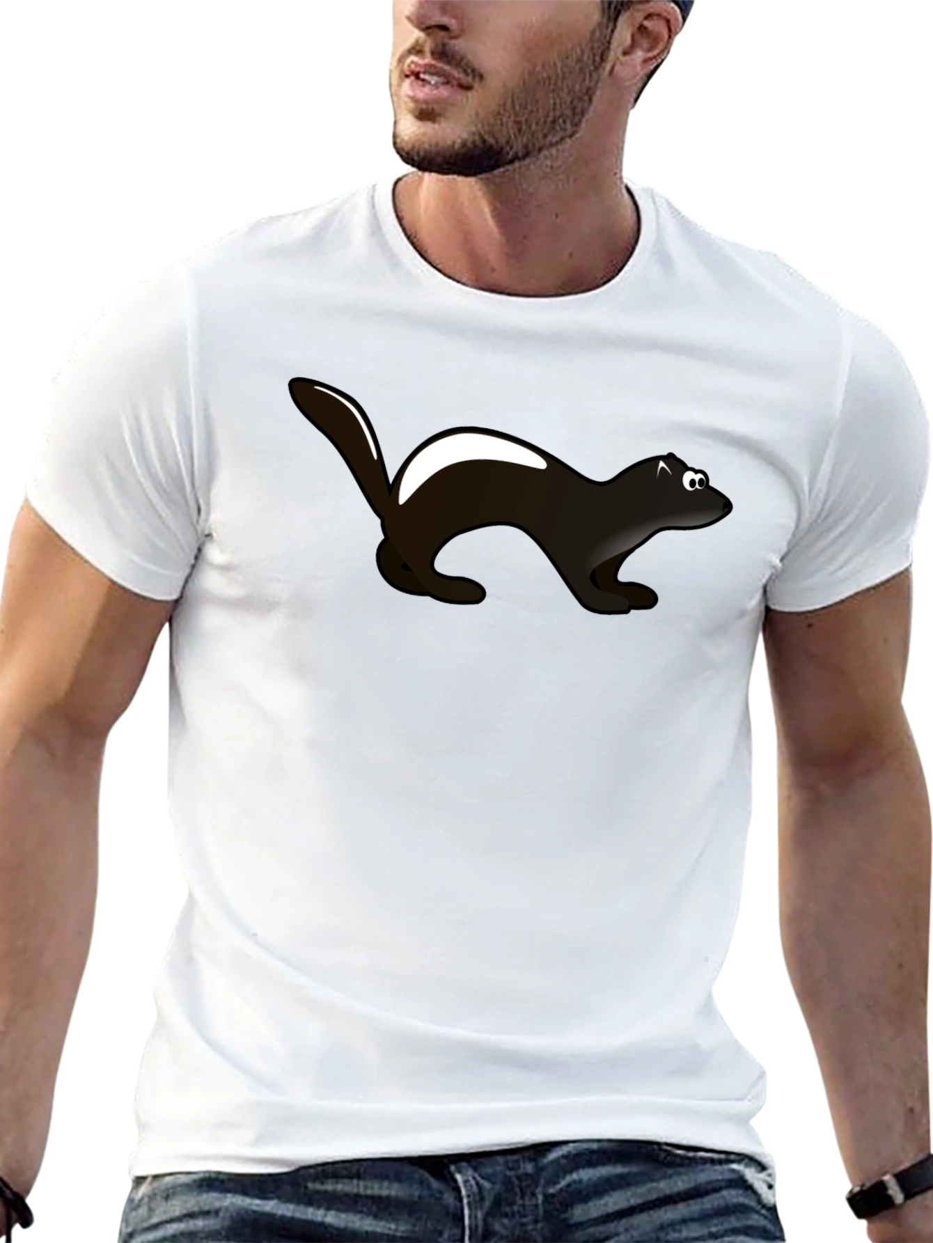 Skunk Graphic Tee - Black Cotton T-Shirt
