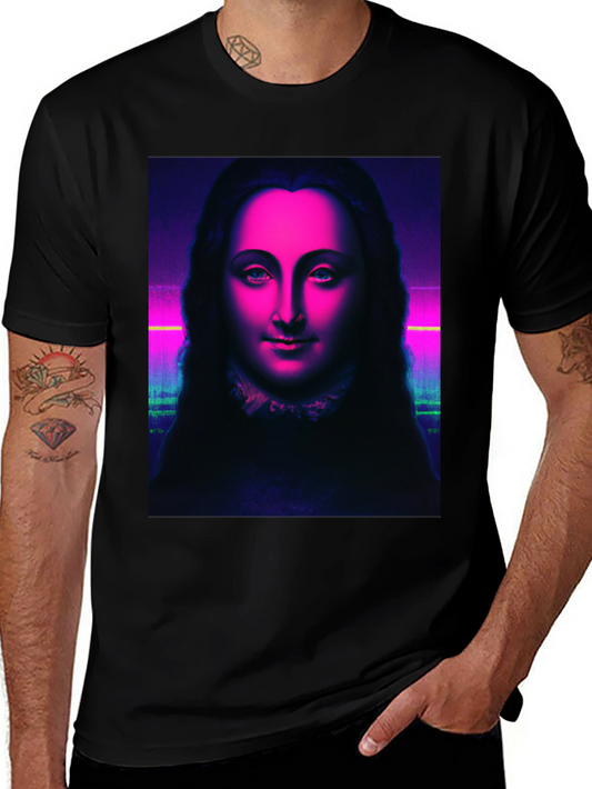 Neon Mona Lisa Graphic Tee - Stylish Unisex T-Shirt