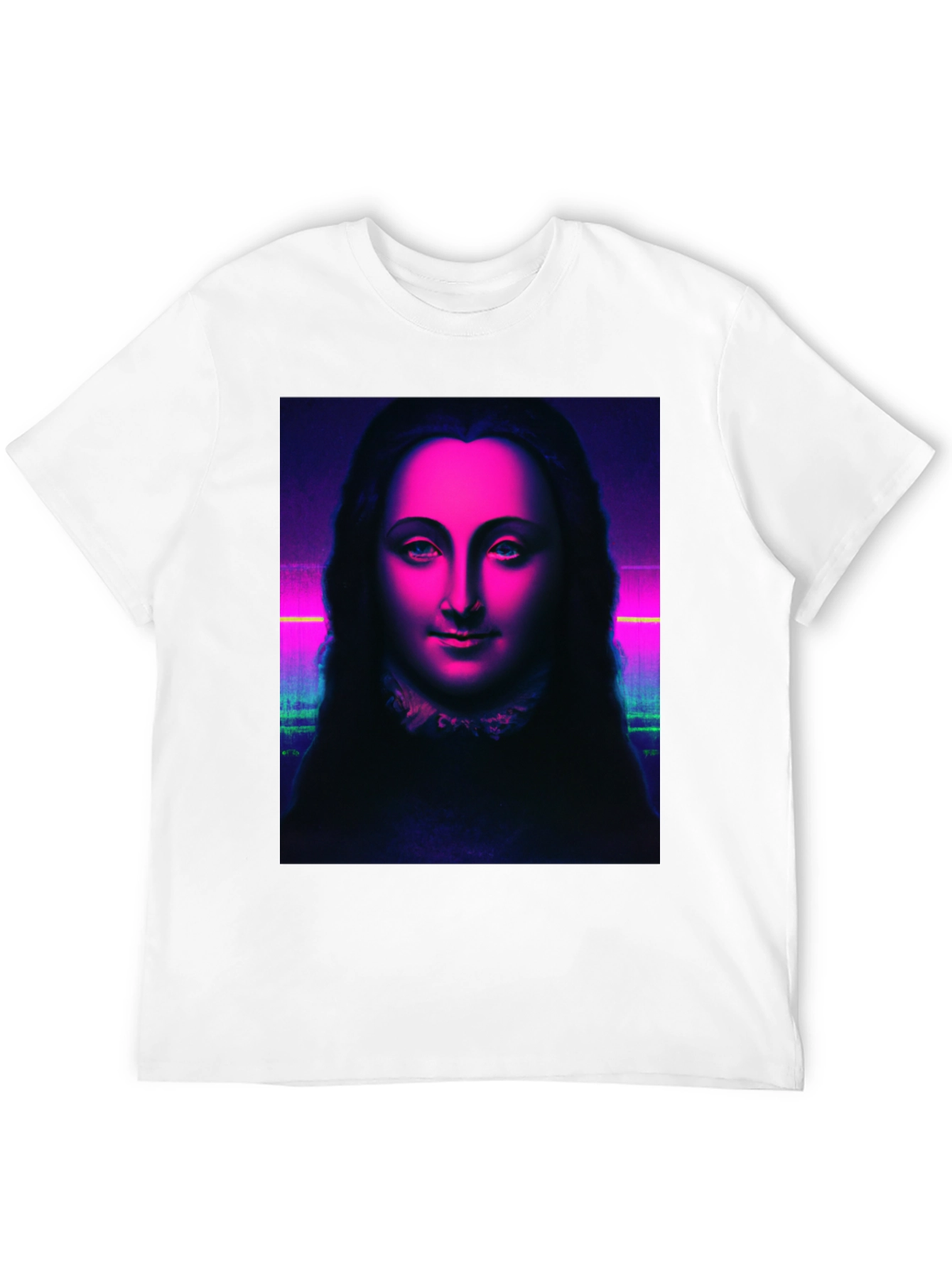 Neon Mona Lisa Graphic Tee - Stylish Unisex T-Shirt
