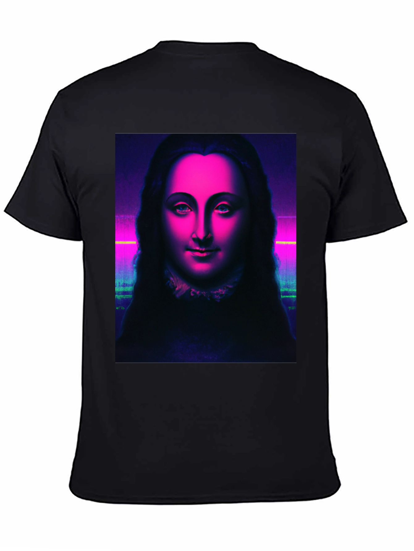 Neon Mona Lisa Graphic Tee - Stylish Unisex T-Shirt