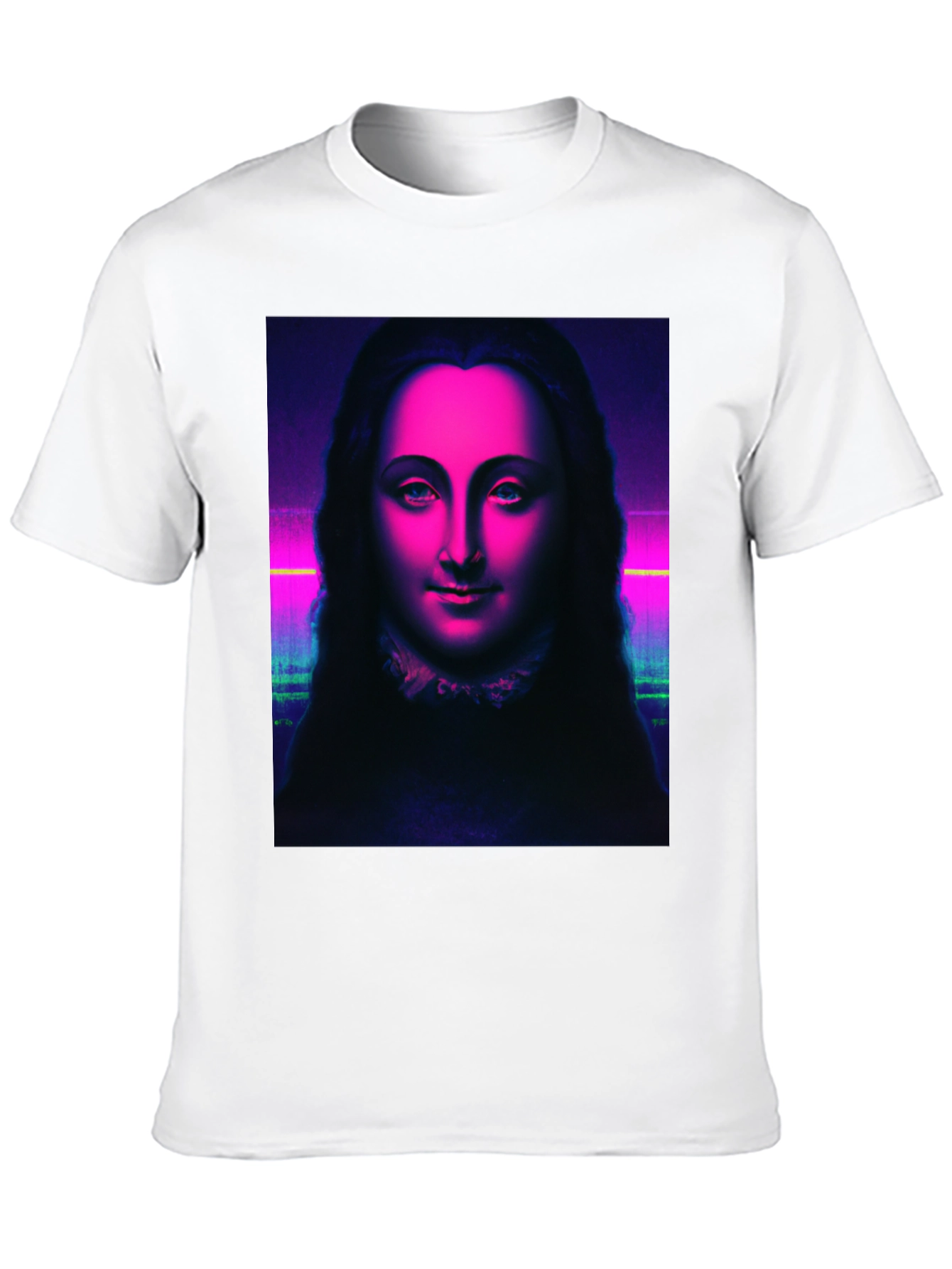 Neon Mona Lisa Graphic Tee - Stylish Unisex T-Shirt