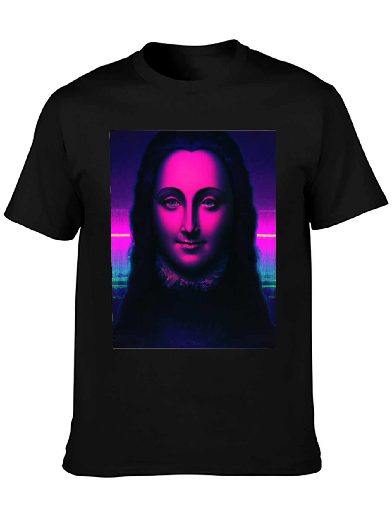 Neon Mona Lisa Graphic Tee - Stylish Unisex T-Shirt