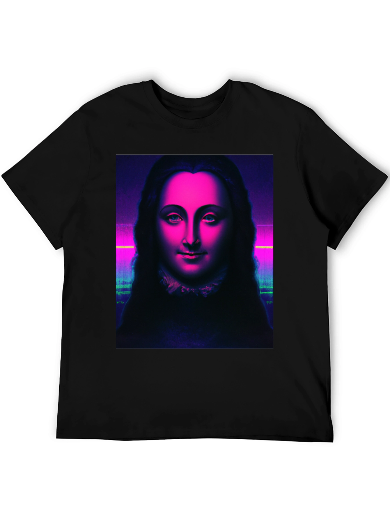Neon Mona Lisa Graphic Tee - Stylish Unisex T-Shirt