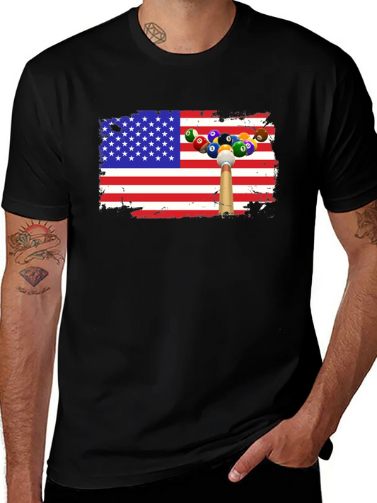 Patriotic Billiards T-Shirt - USA Flag Design