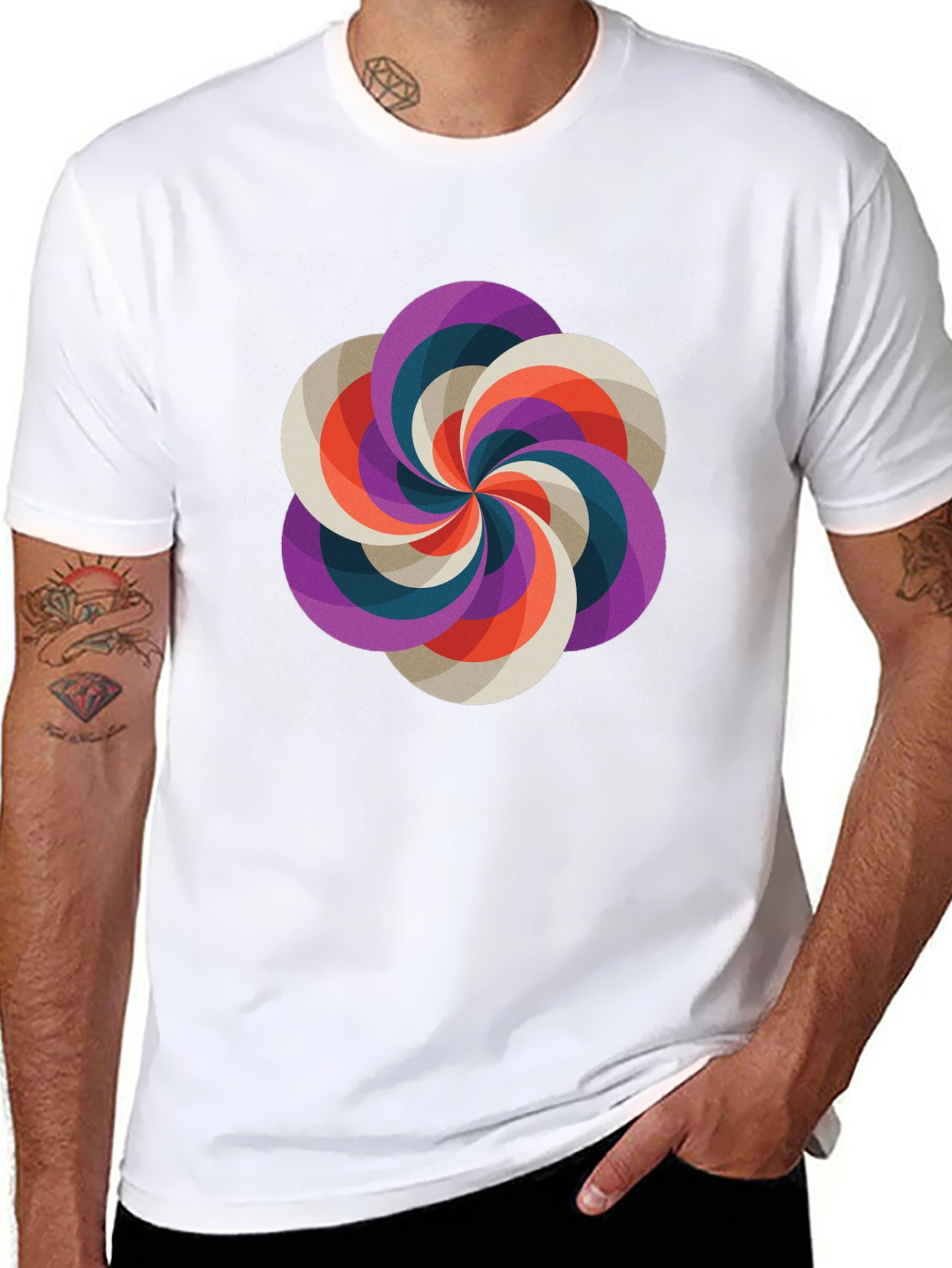Geometric Swirl Graphic Tee - Modern Design