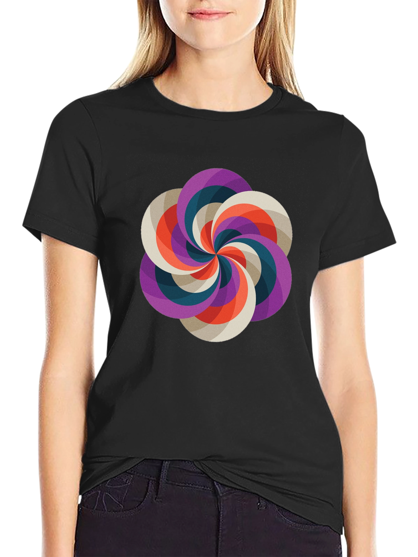 Geometric Swirl Graphic Tee - Modern Design