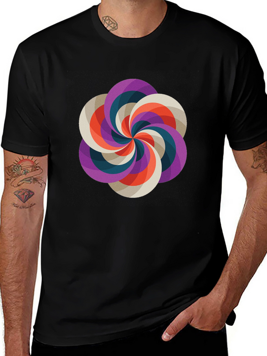Geometric Swirl Graphic Tee - Modern Design