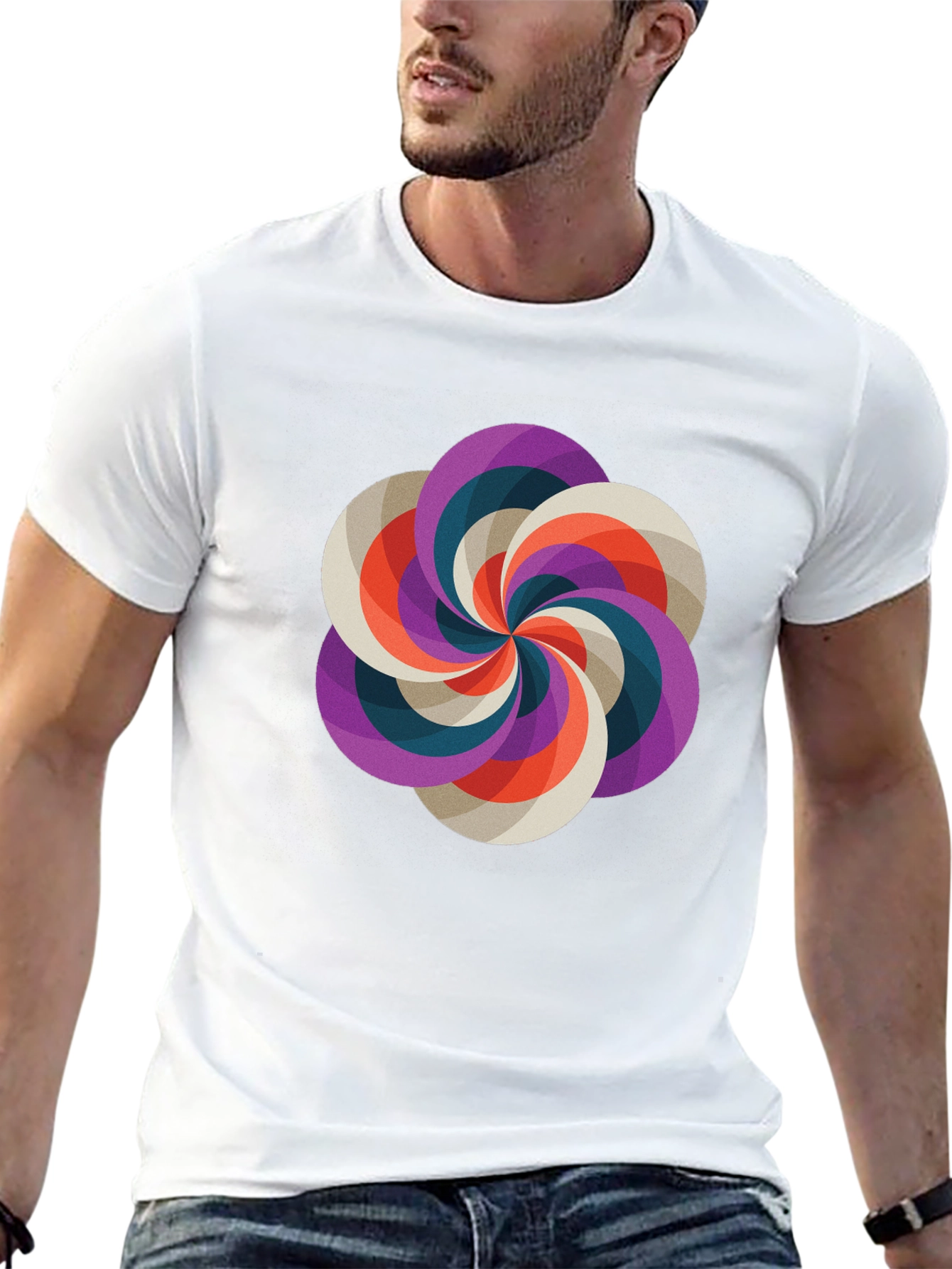 Geometric Swirl Graphic Tee - Modern Design