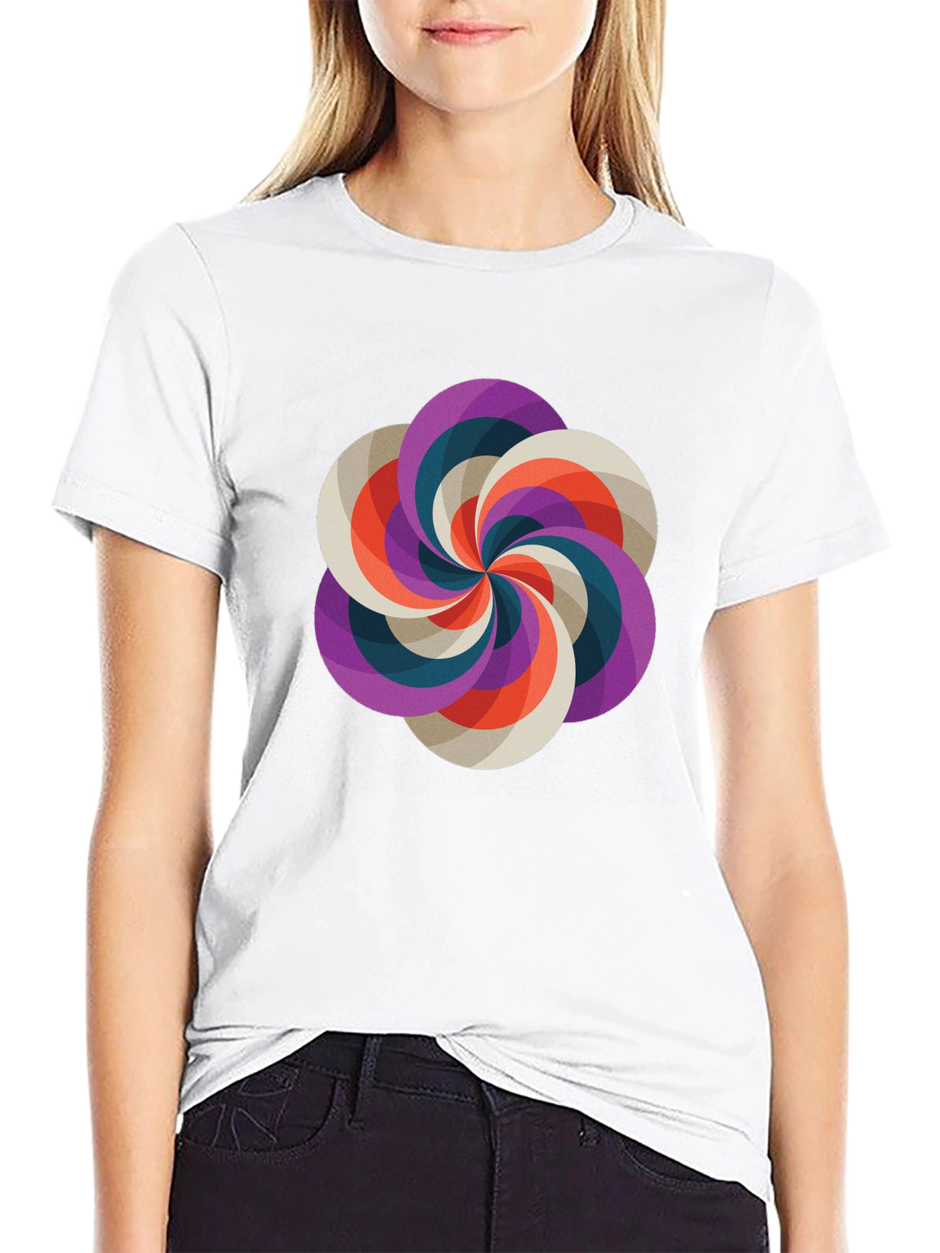 Geometric Swirl Graphic Tee - Modern Design