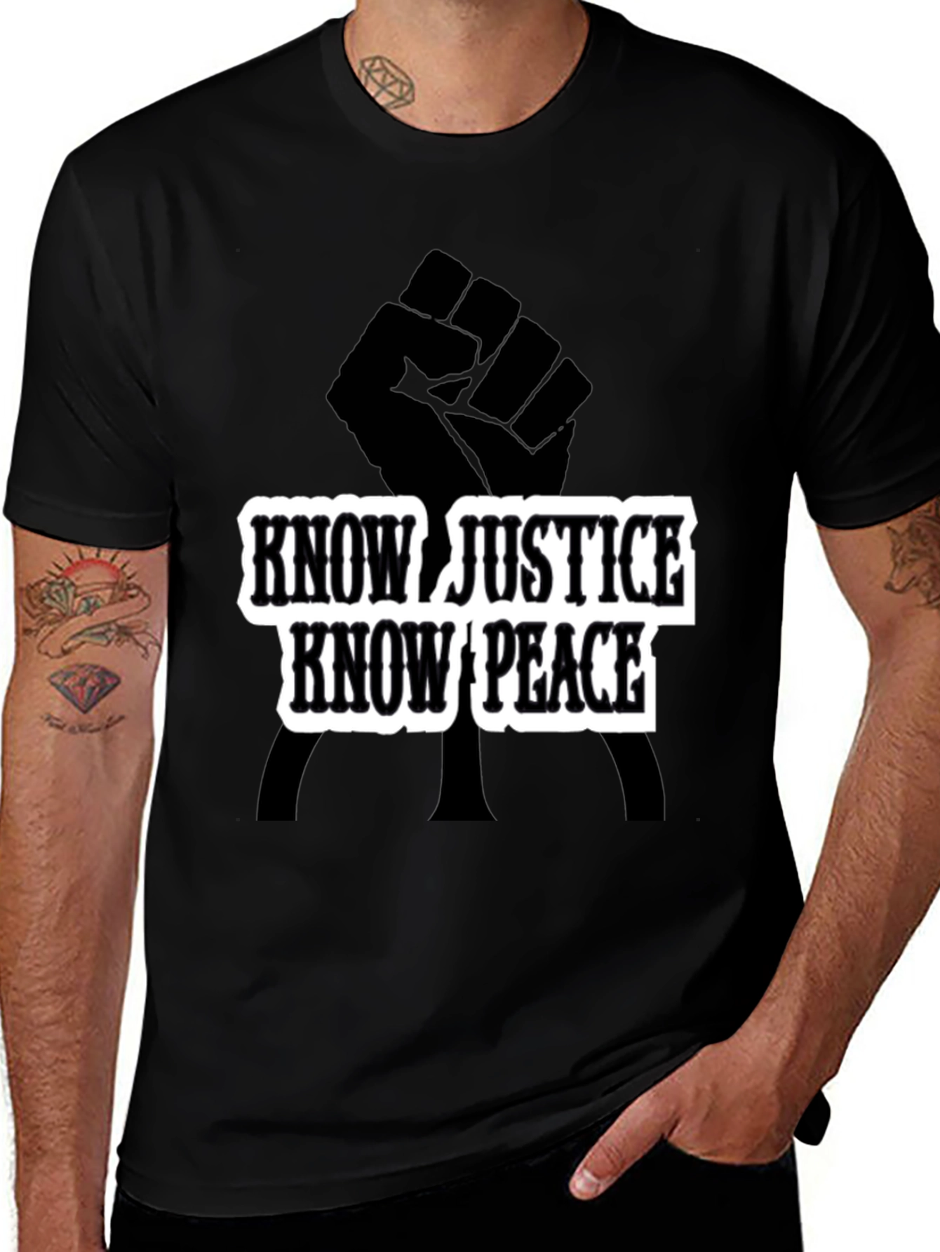 Know Justice Know Peace Black T-Shirt