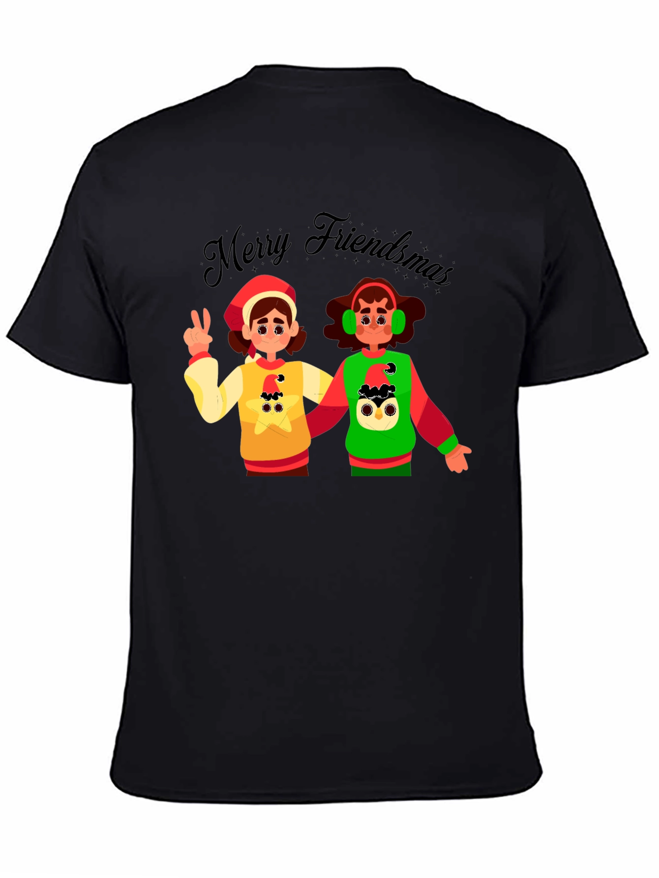 Merry Friendsmas Black T-Shirt