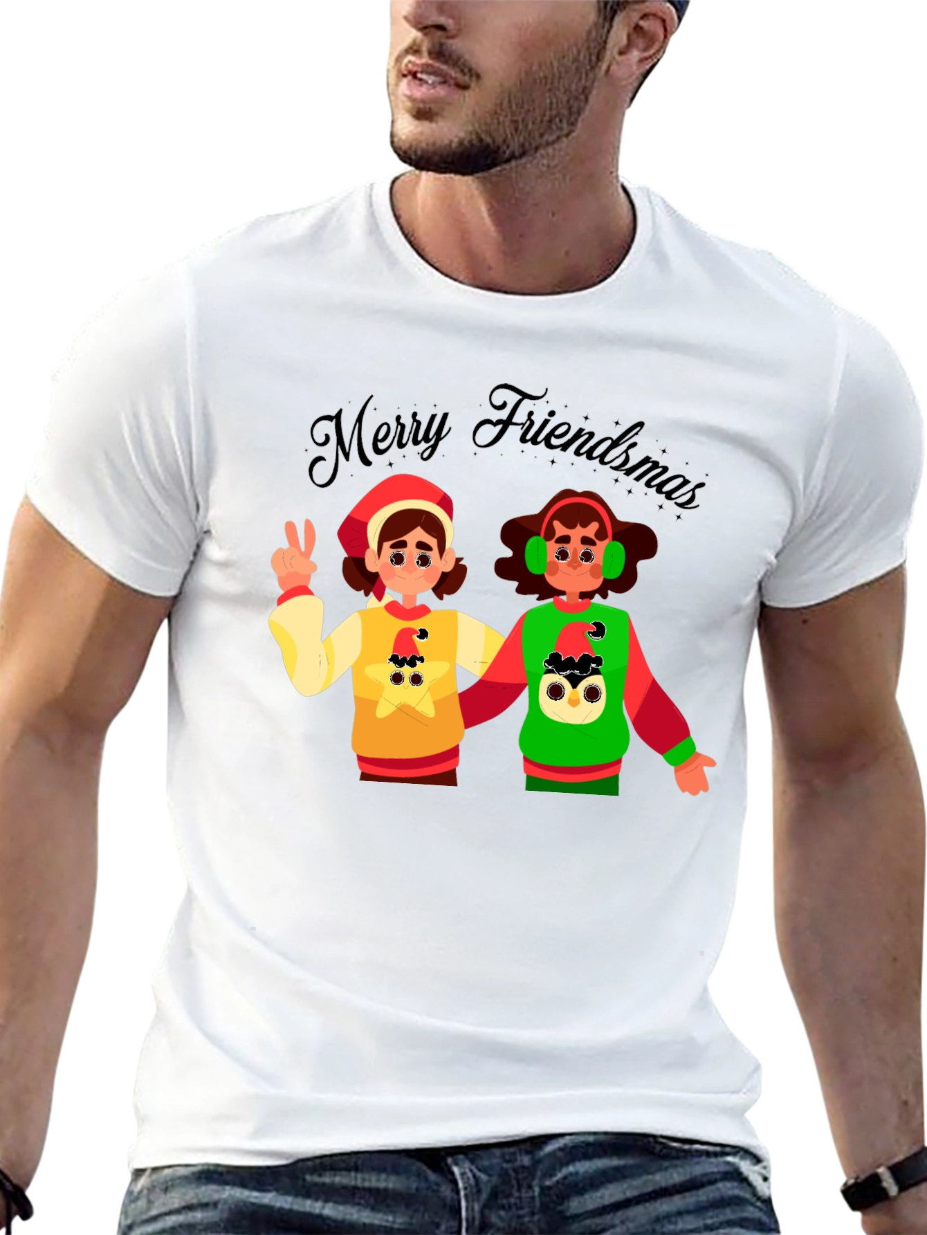 Merry Friendsmas Black T-Shirt