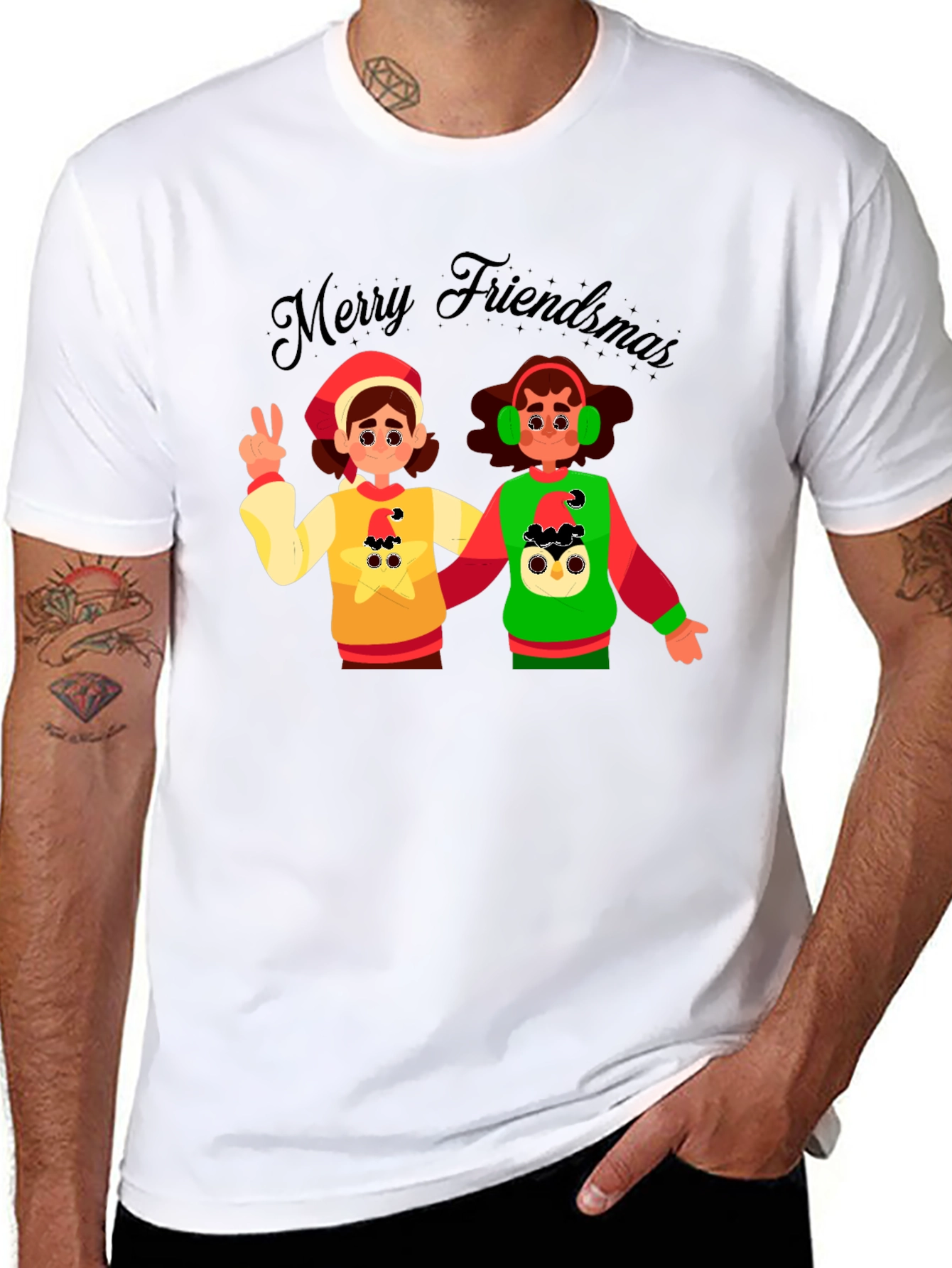 Merry Friendsmas Black T-Shirt