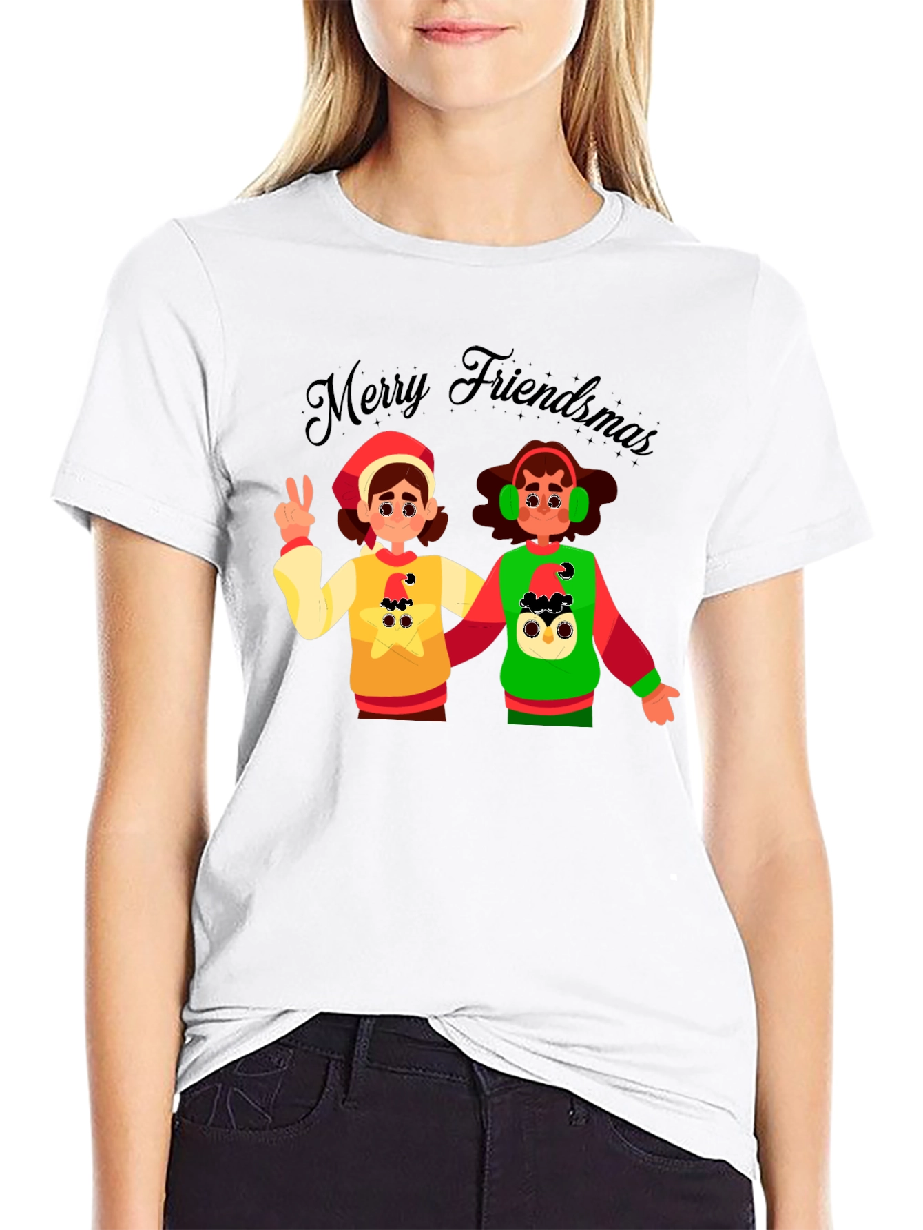 Merry Friendsmas Black T-Shirt