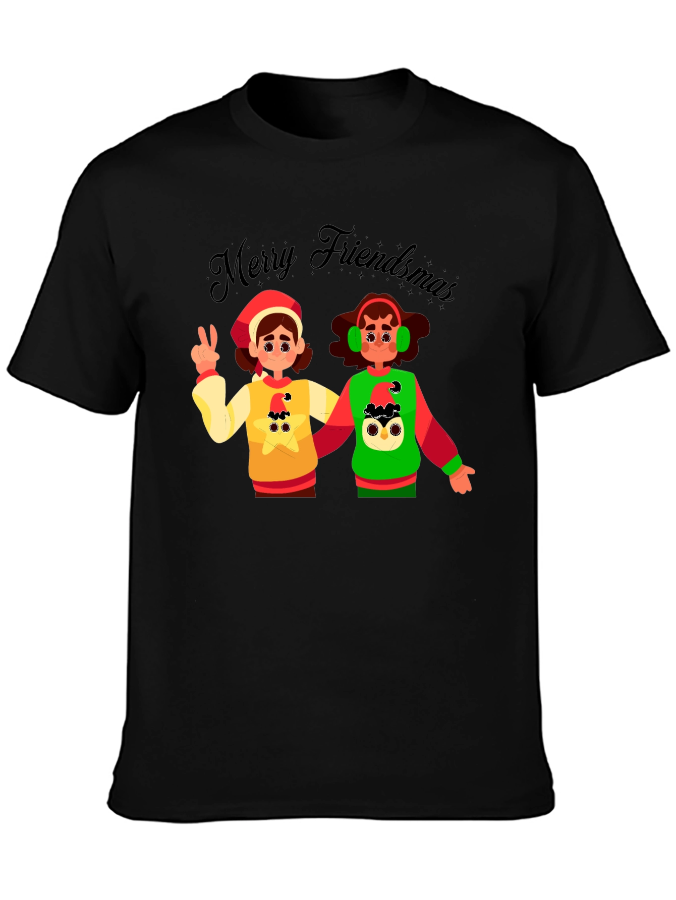 Merry Friendsmas Black T-Shirt