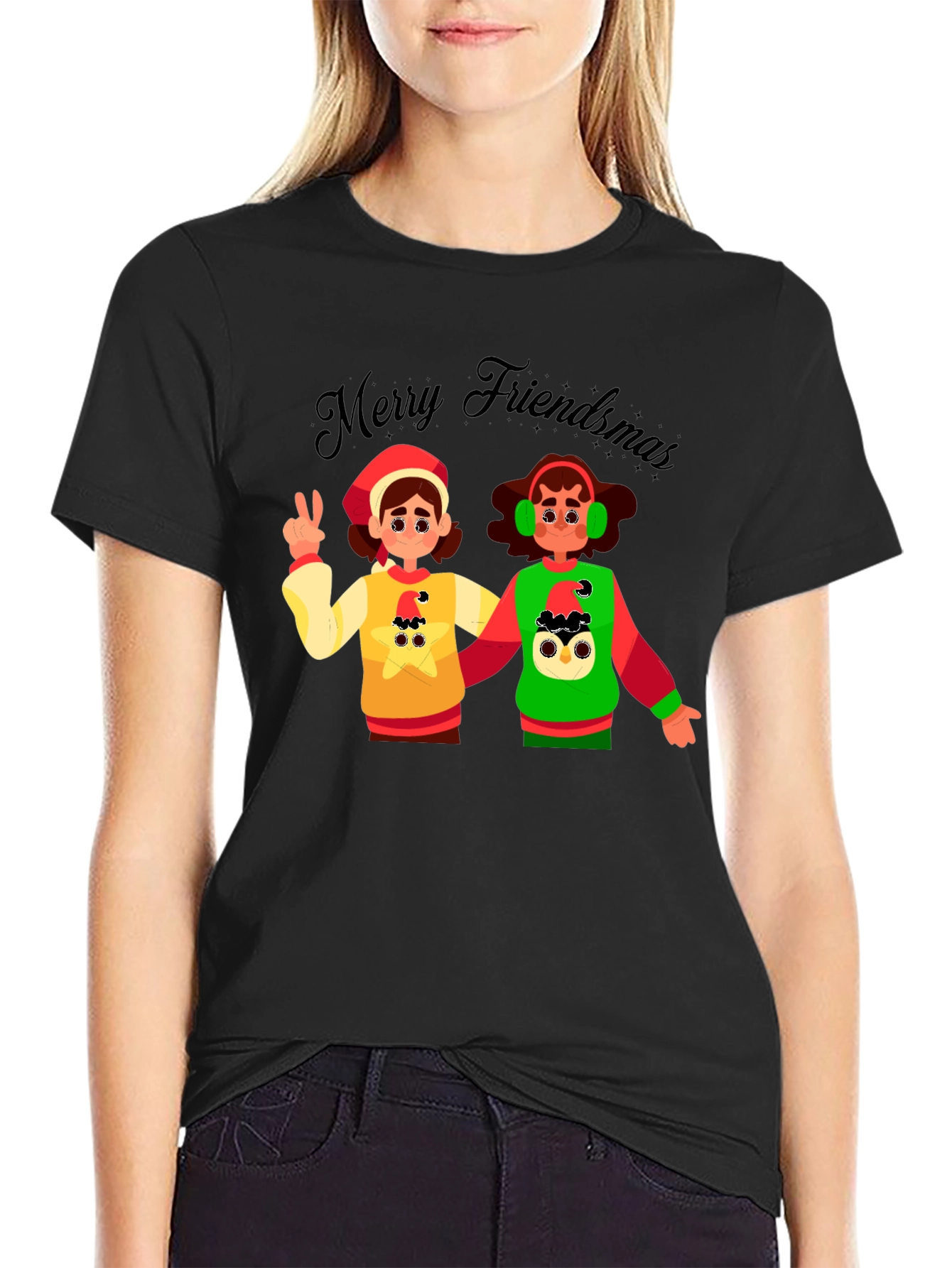 Merry Friendsmas Black T-Shirt