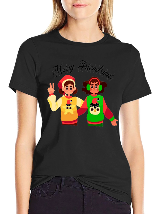 Merry Friendsmas Black T-Shirt