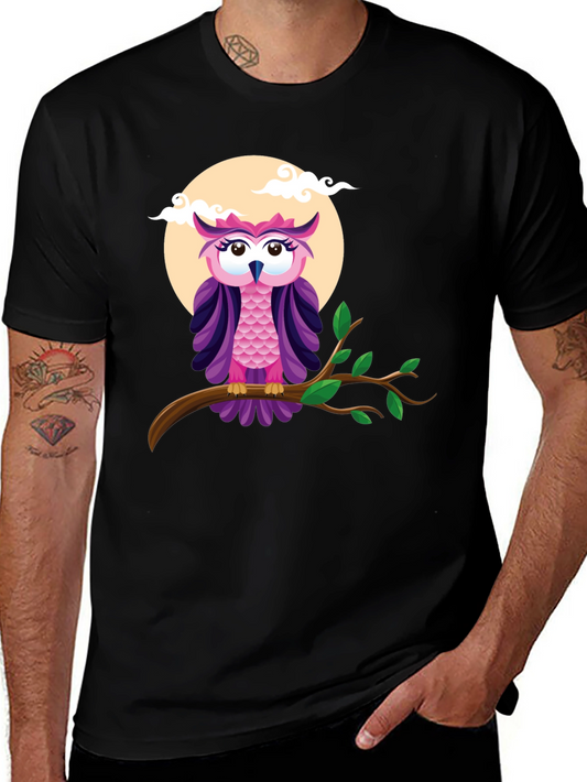 Owl on Branch Graphic Tee - Black