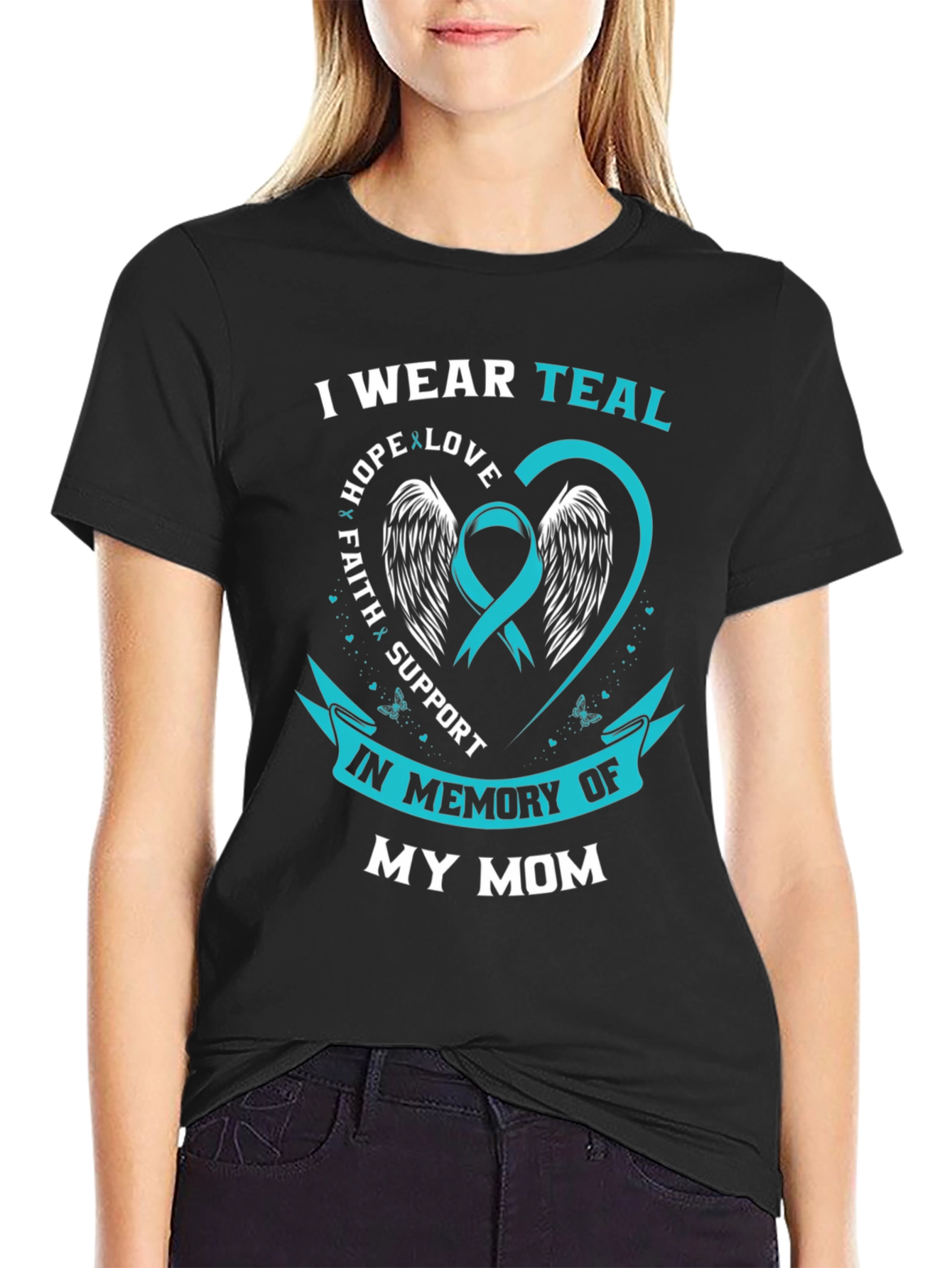 Teal Awareness Ribbon Memorial T-Shirt