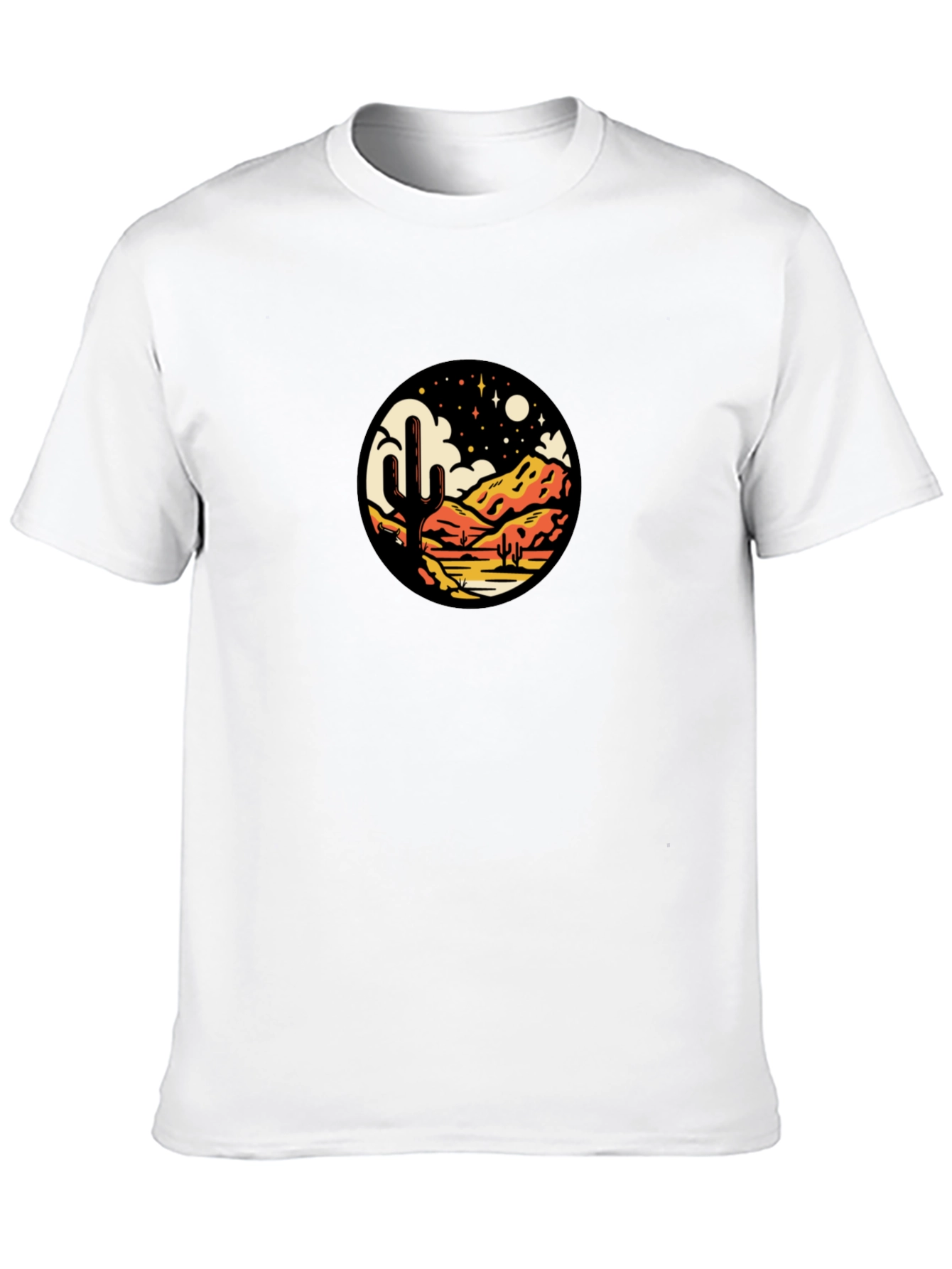 Desert Night Scene Graphic Tee - Black Casual Shirt