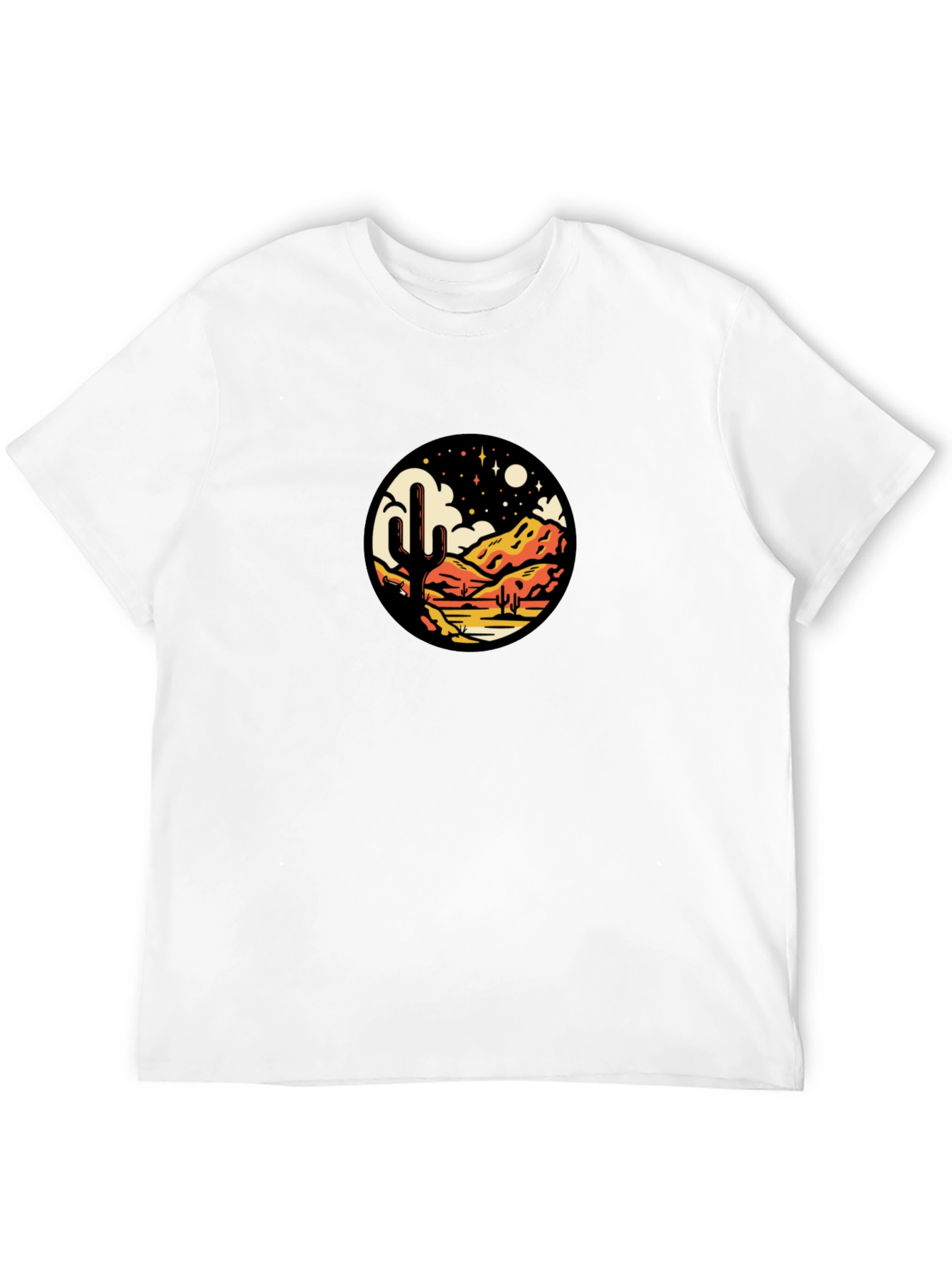 Desert Night Scene Graphic Tee - Black Casual Shirt