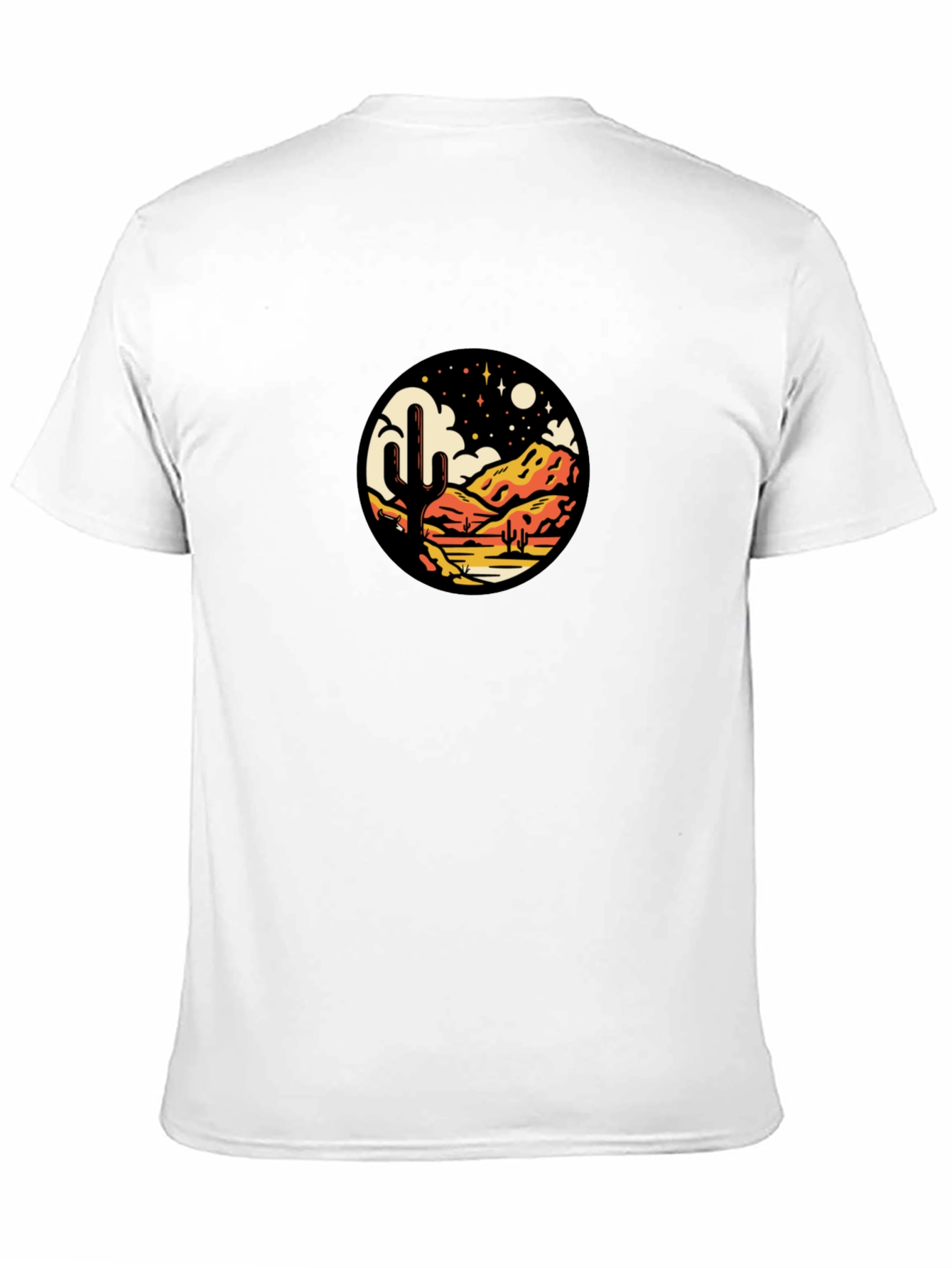 Desert Night Scene Graphic Tee - Black Casual Shirt