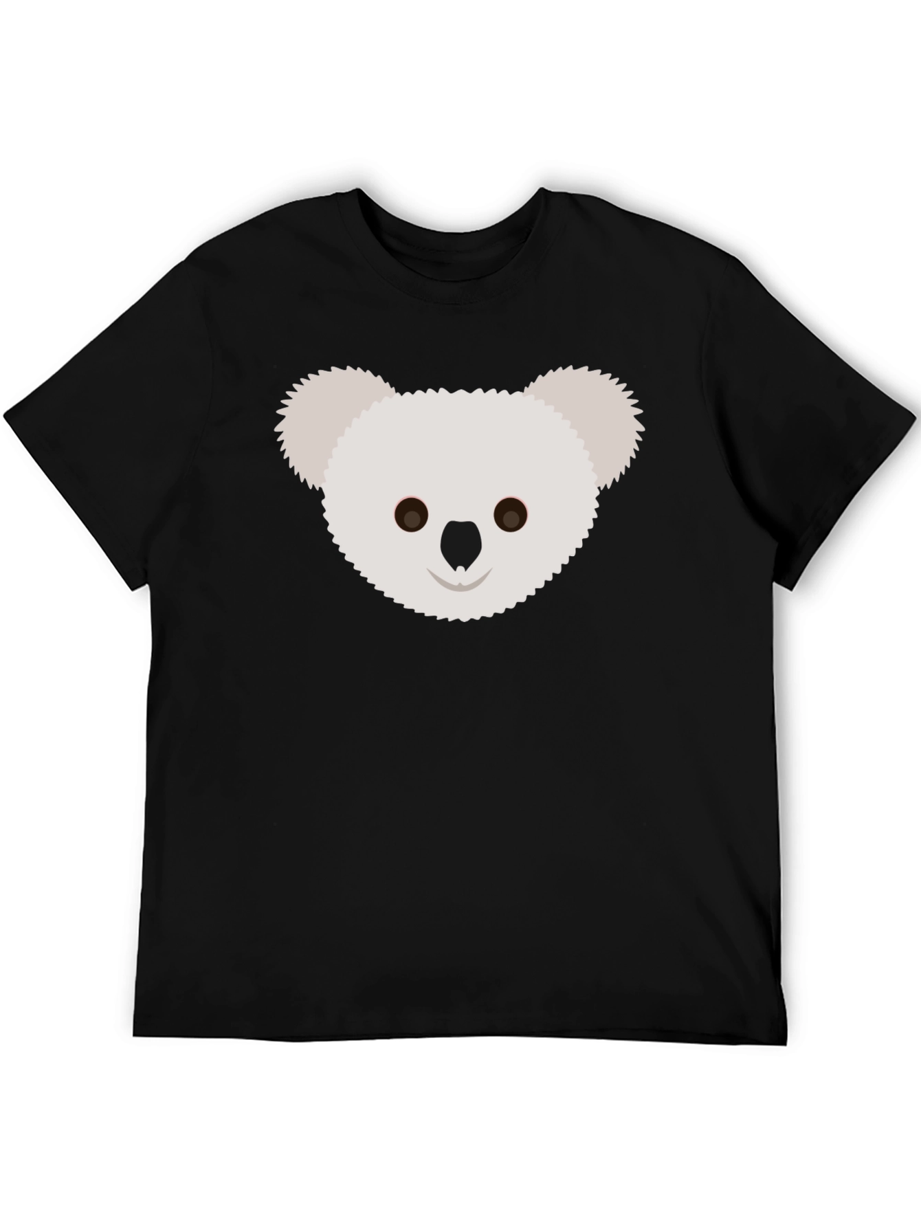 Koala Face Graphic Tee - Black Cotton T-Shirt