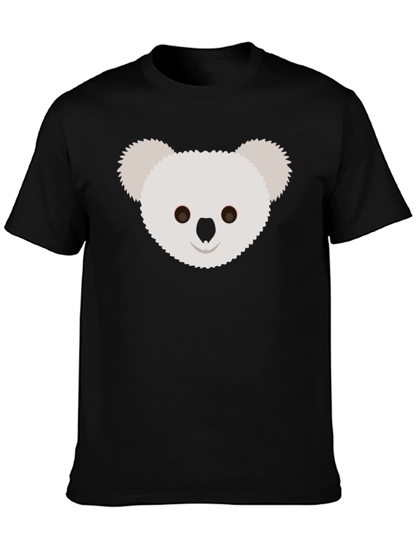 Koala Face Graphic Tee - Black Cotton T-Shirt