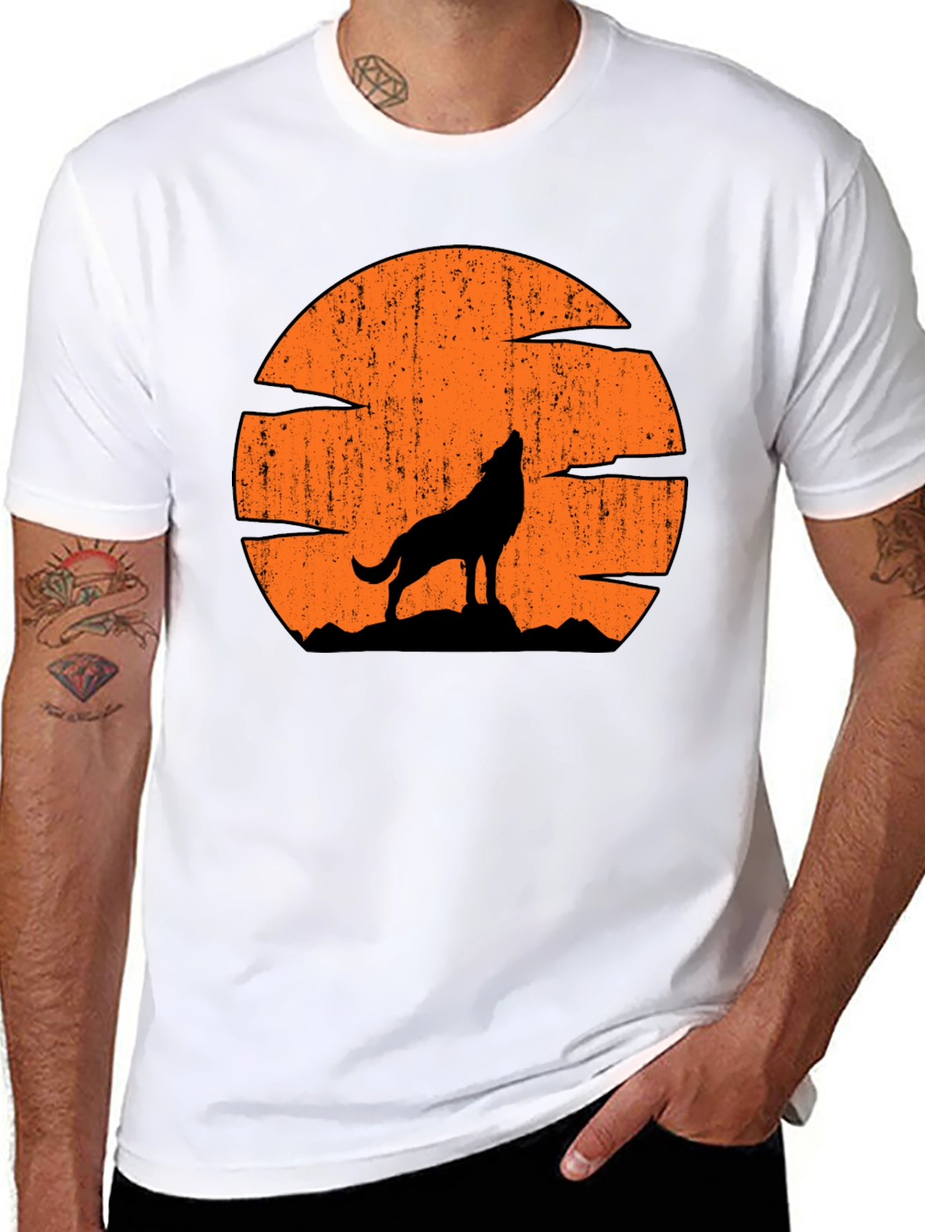 Wolf Howling at Moon Graphic Tee