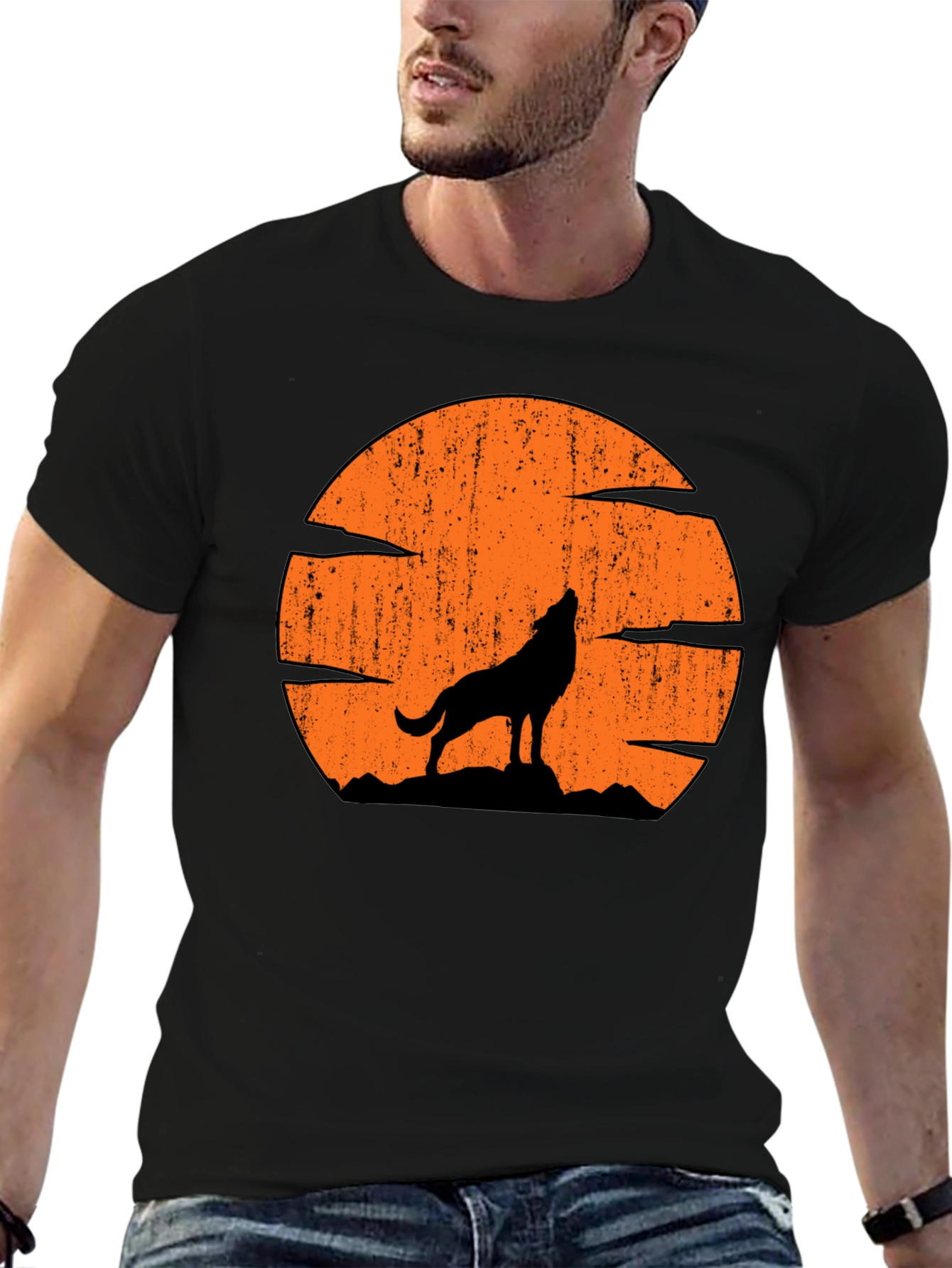 Wolf Howling at Moon Graphic Tee