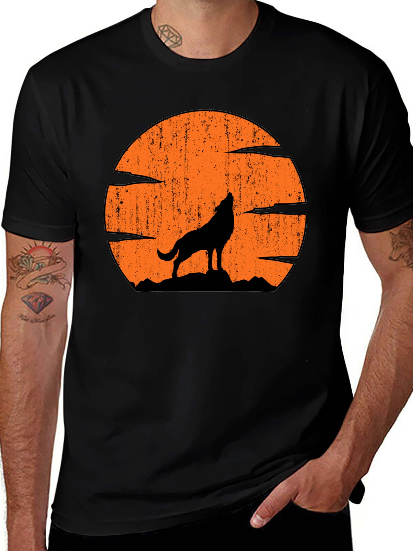 Wolf Howling at Moon Graphic Tee