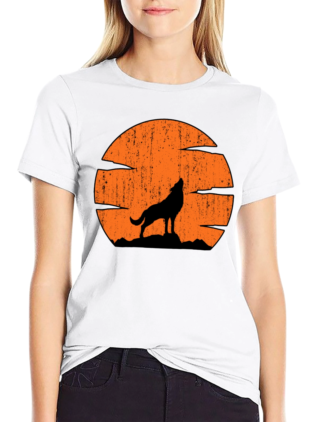 Wolf Howling at Moon Graphic Tee