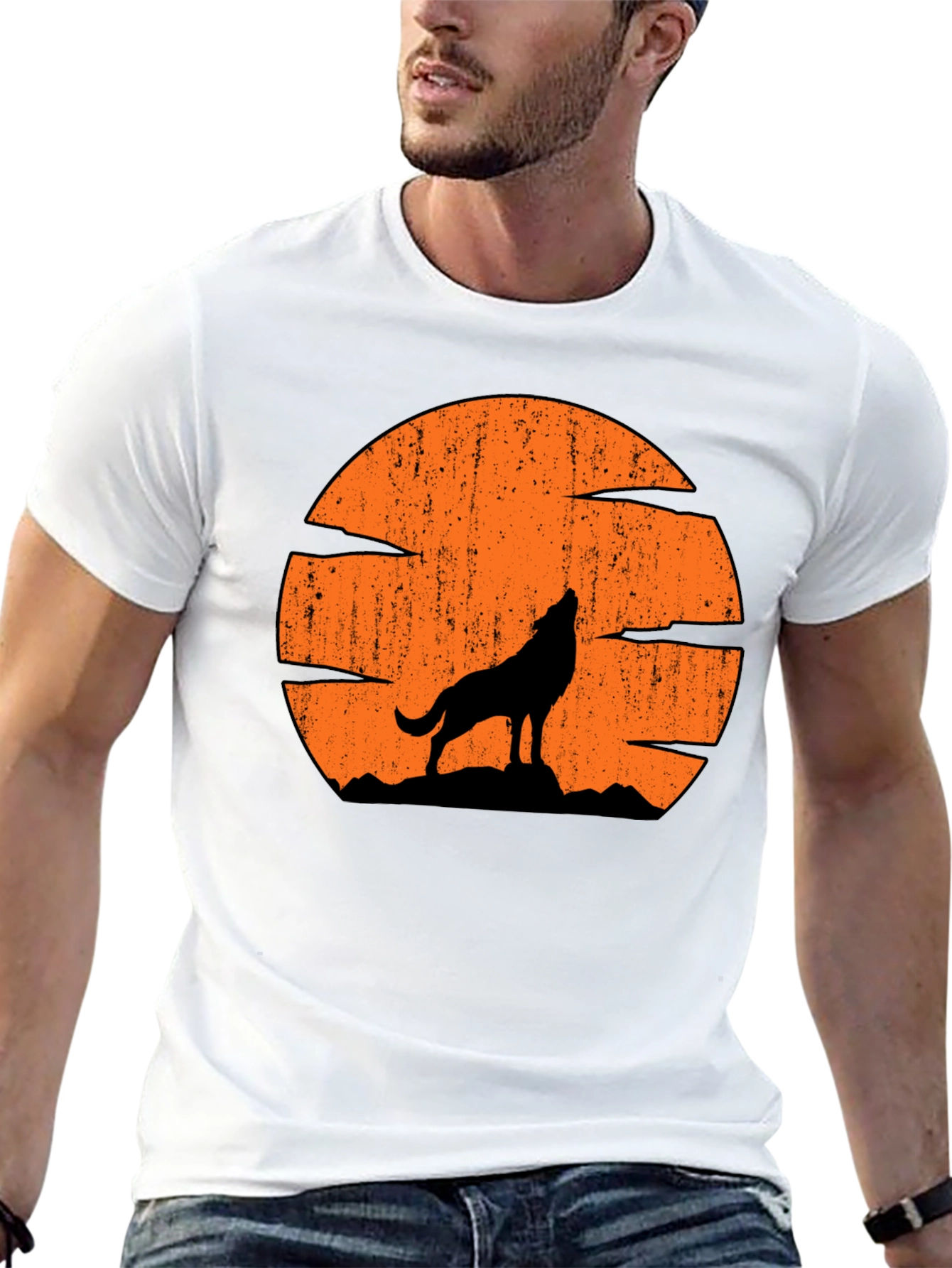 Wolf Howling at Moon Graphic Tee