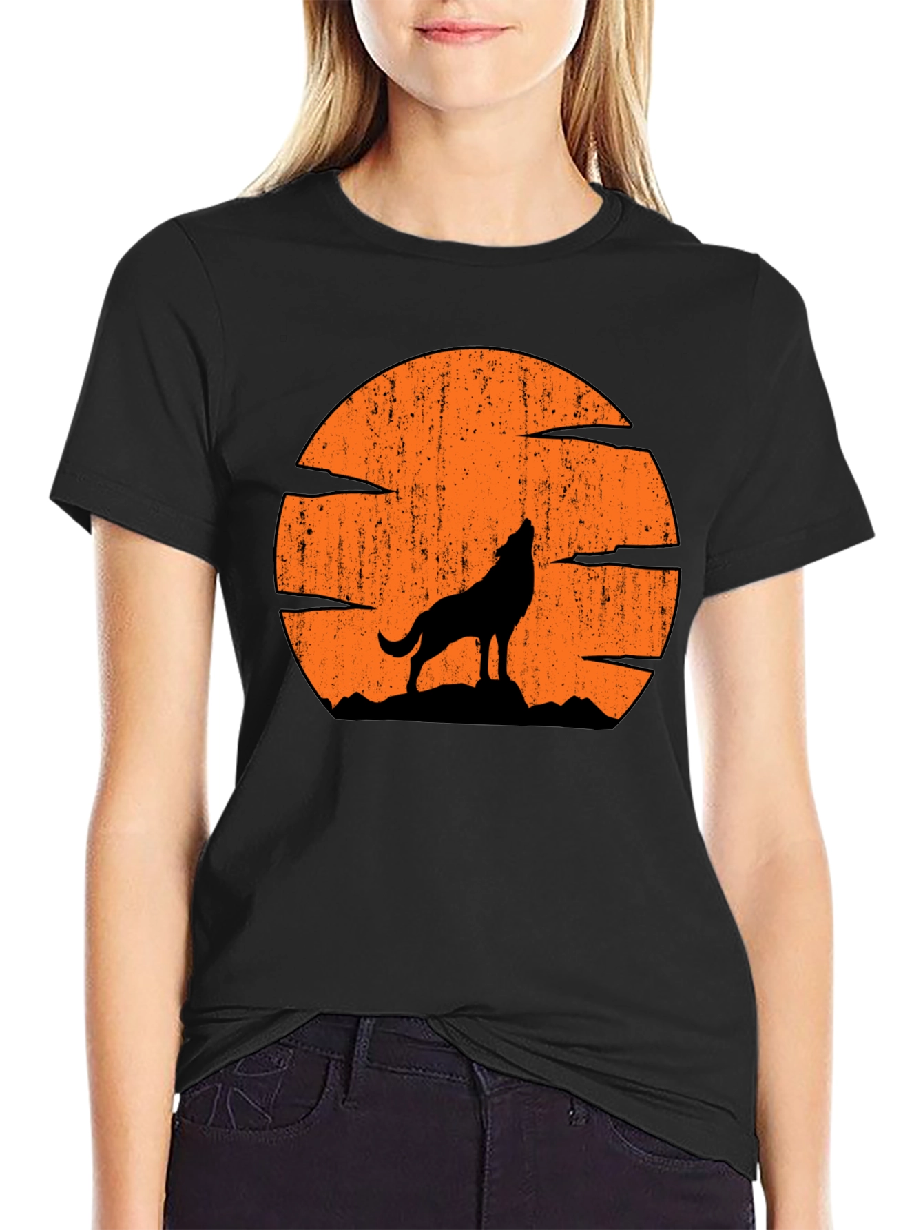Wolf Howling at Moon Graphic Tee