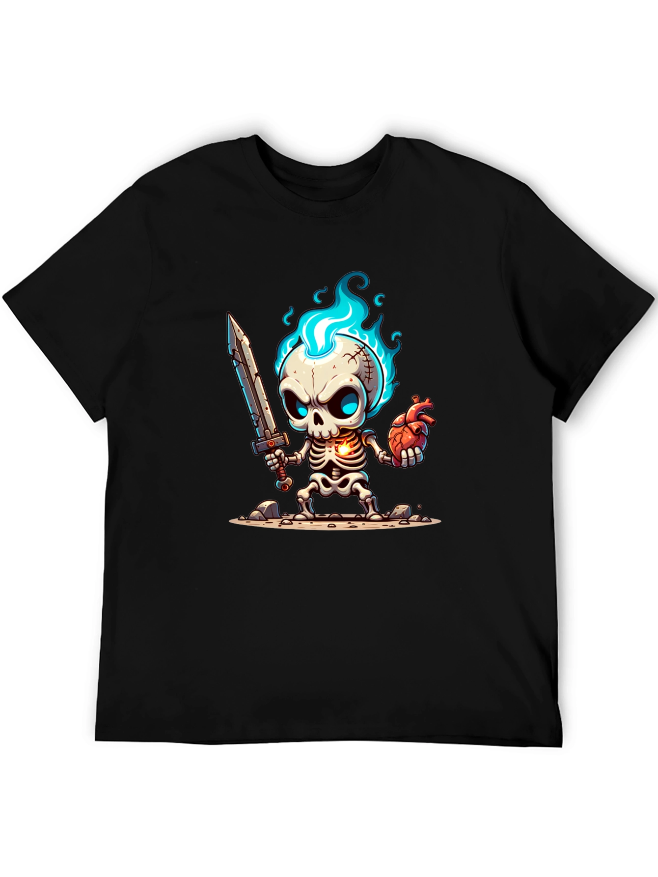 Cartoon Skeleton Warrior Graphic Tee