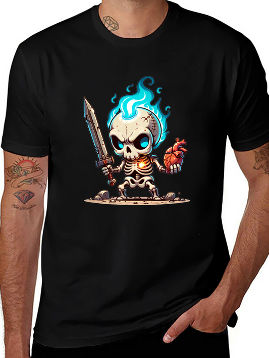 Cartoon Skeleton Warrior Graphic Tee