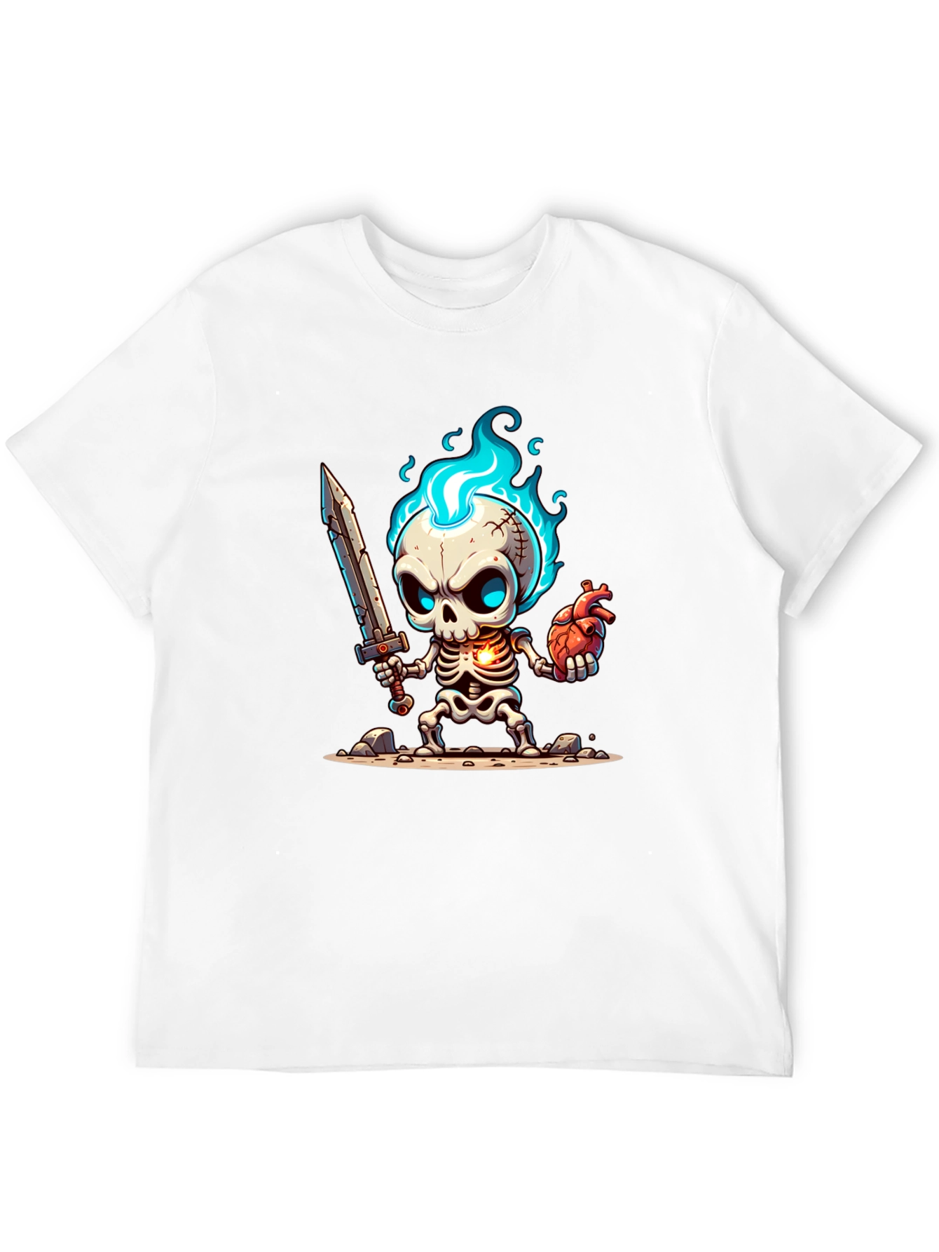 Cartoon Skeleton Warrior Graphic Tee