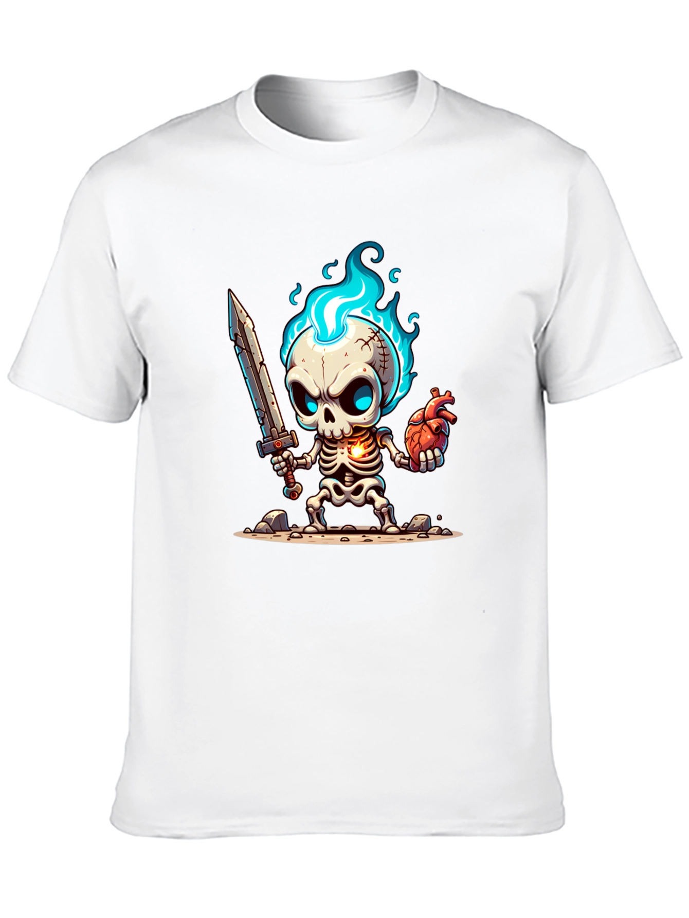 Cartoon Skeleton Warrior Graphic Tee